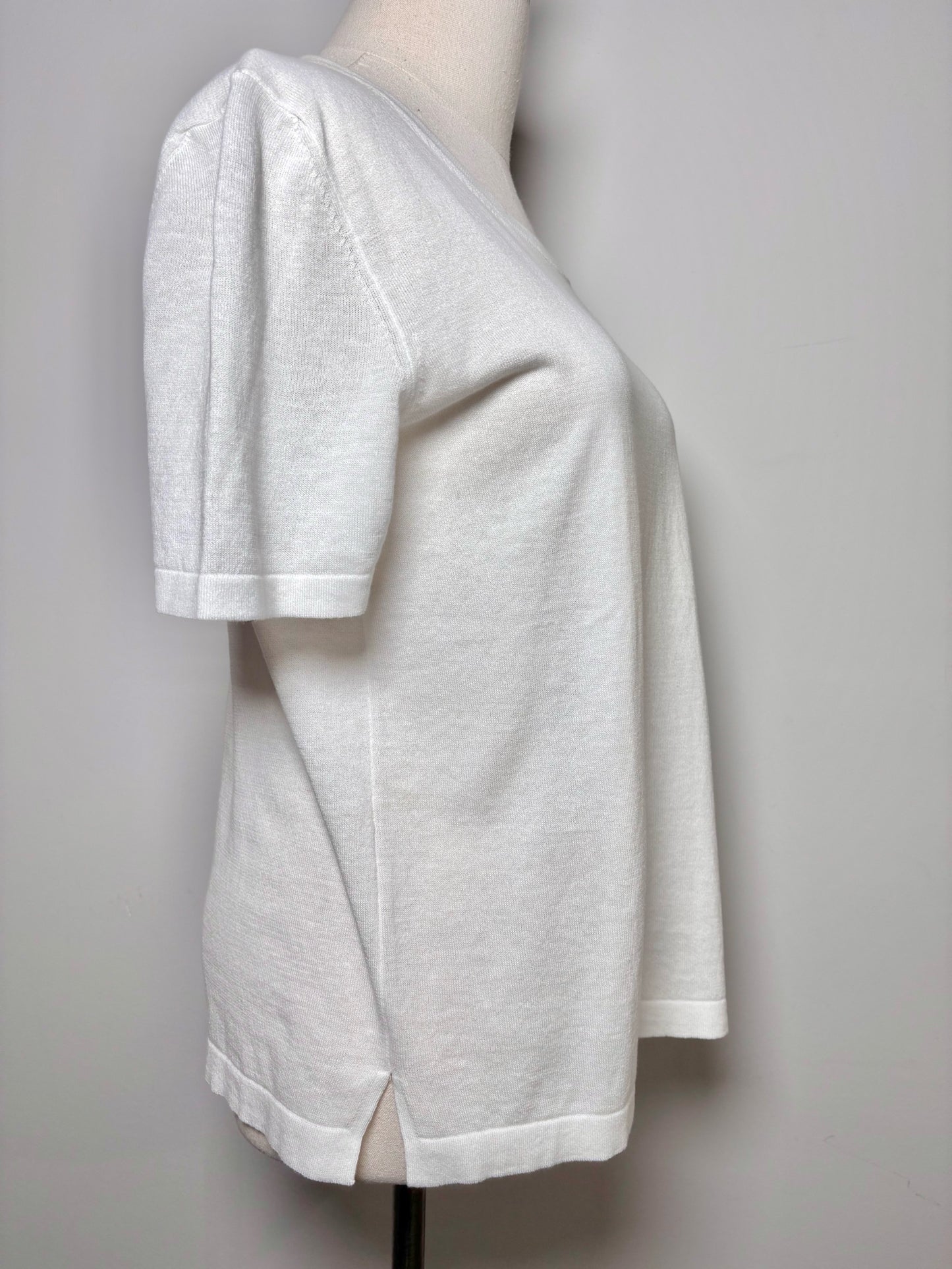 Women Size 46 (10, US) Amina Rubinacci White Solid Pure cotton Sweater
