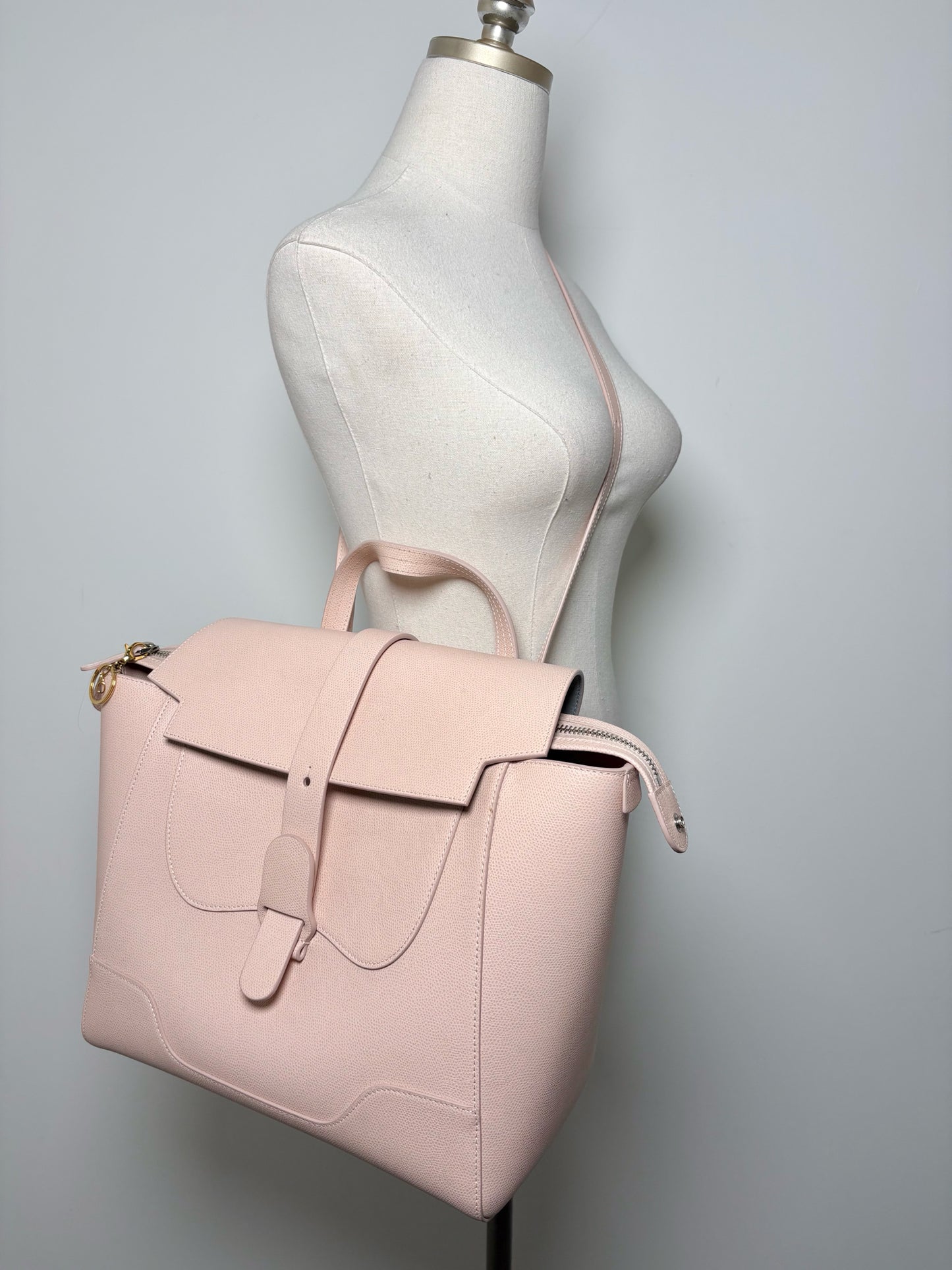 NWOT Blush Pink Pebble Grain Leather Maestra Backpack/Crossbody Purse