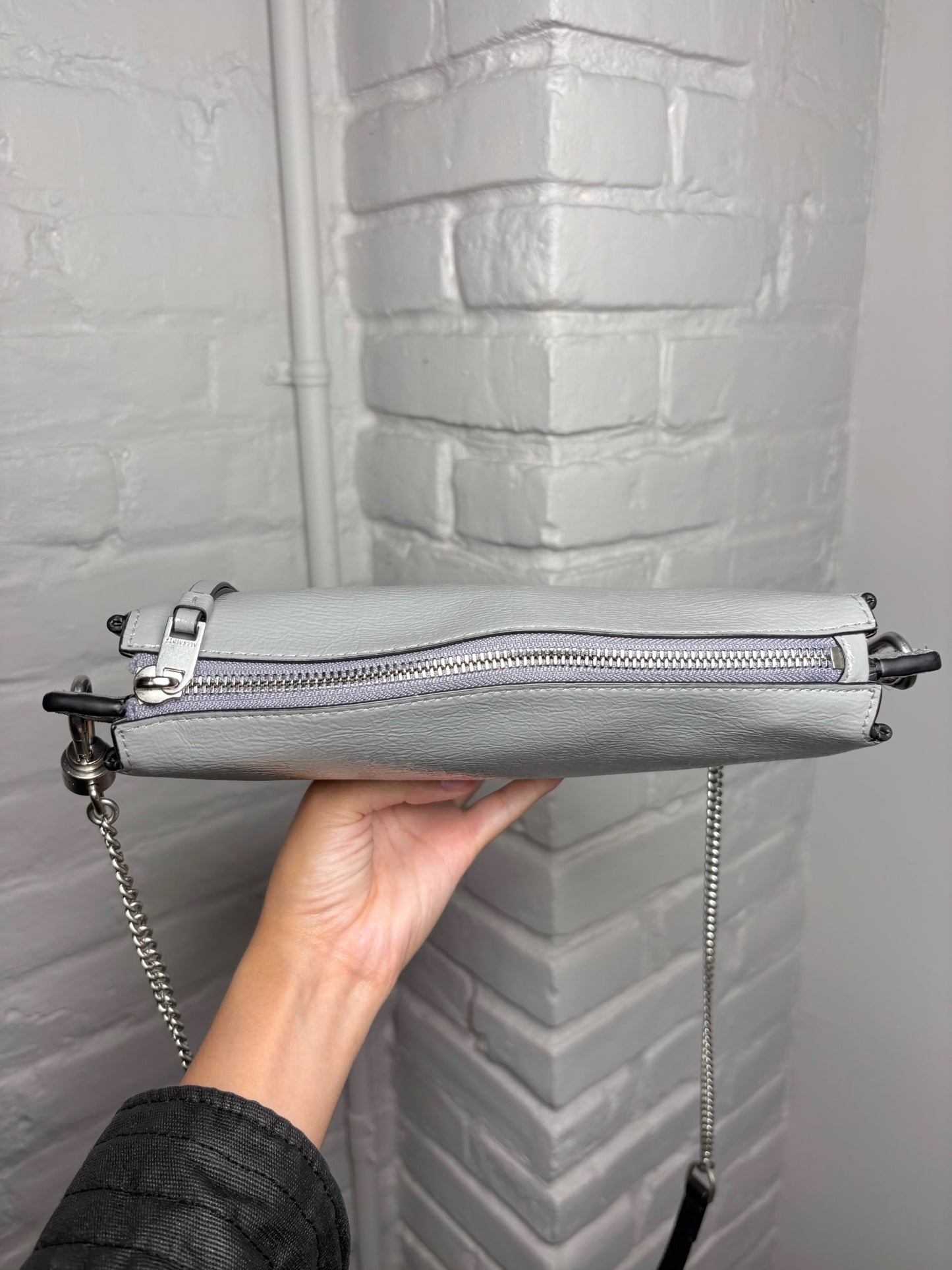Leather AllSaints Solid Leather Light Gray Small Purse