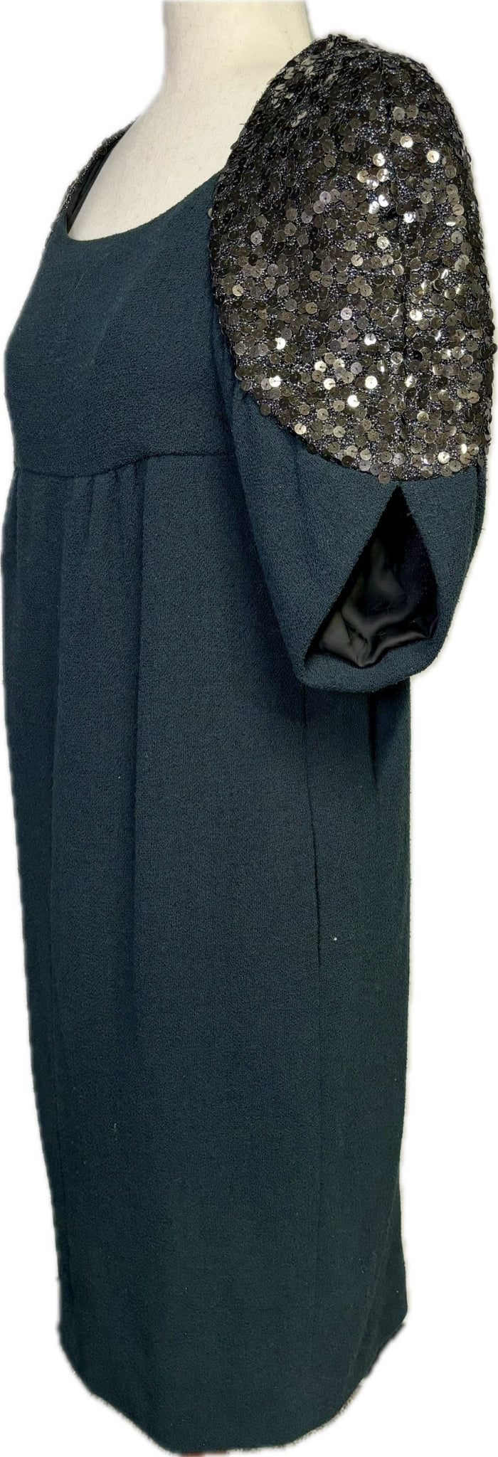 Chanel Cocktail Sequins Sleeves Sheath Black Dress, Sz S