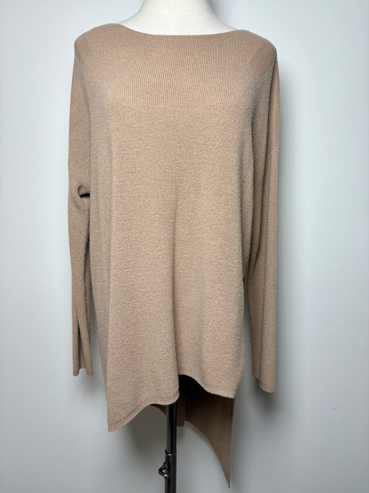 Women Size XS Eileen Fisher Brown Solid Merino Wool Sweater