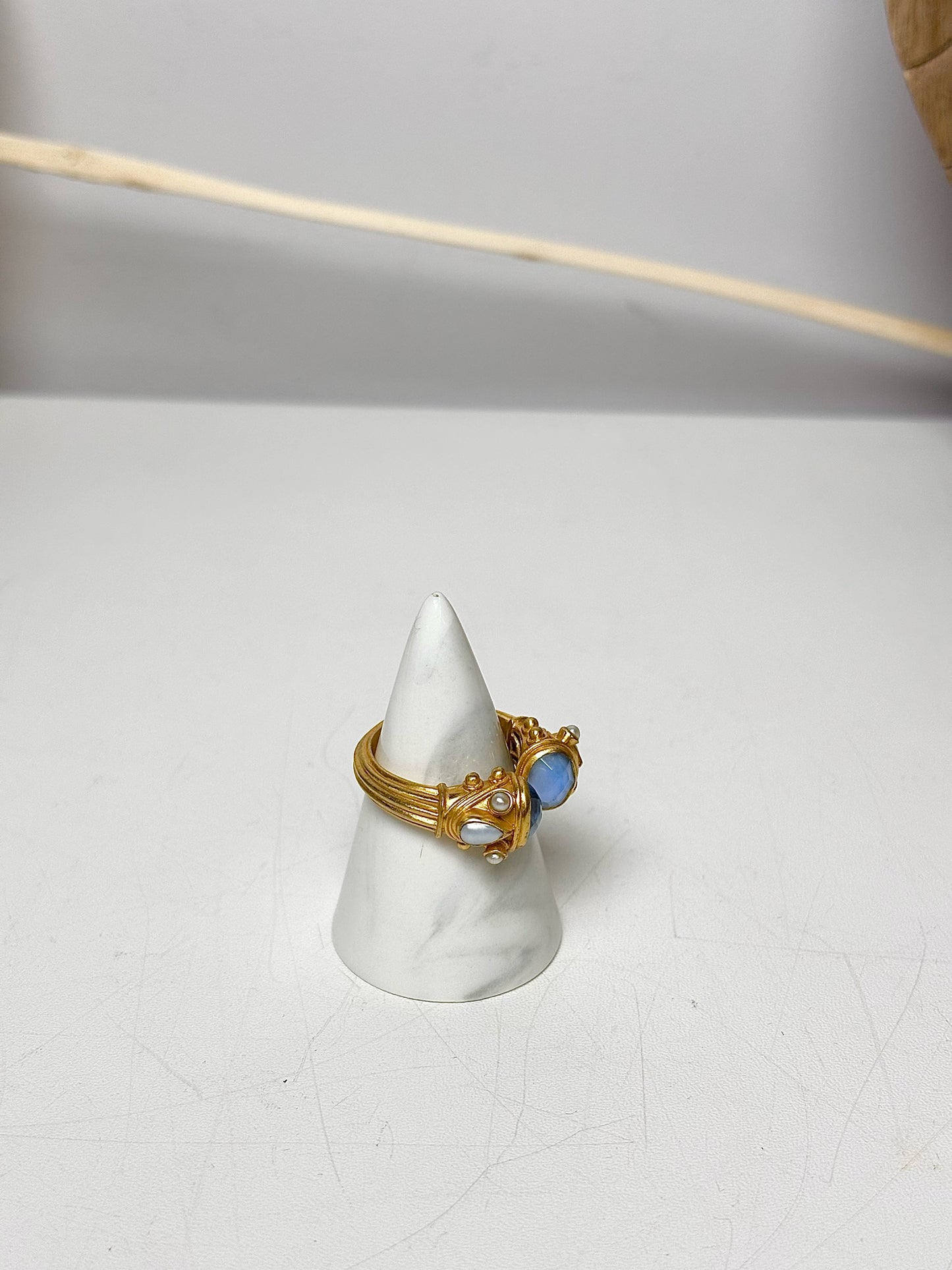 Gold Julie Vos Chalcedony Blue 7.5 Ring