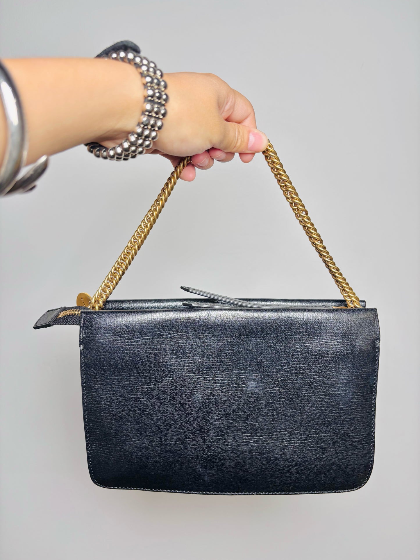 Givenchy Solid Leather Black Goatskin 3 Crossbody Purse
