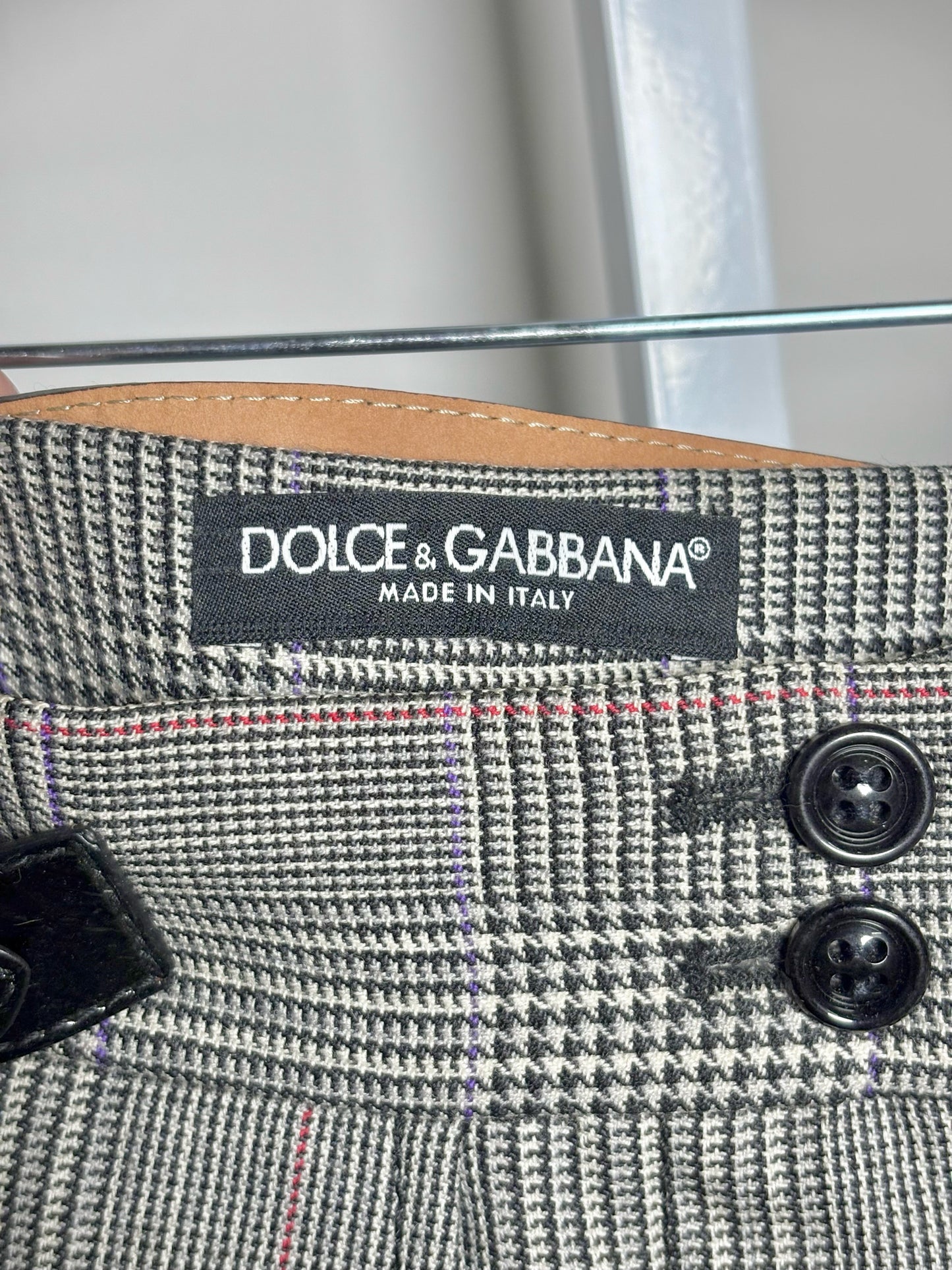 Dolce & Gabbana Gray Plaid Silver Logo Buckles Skirt