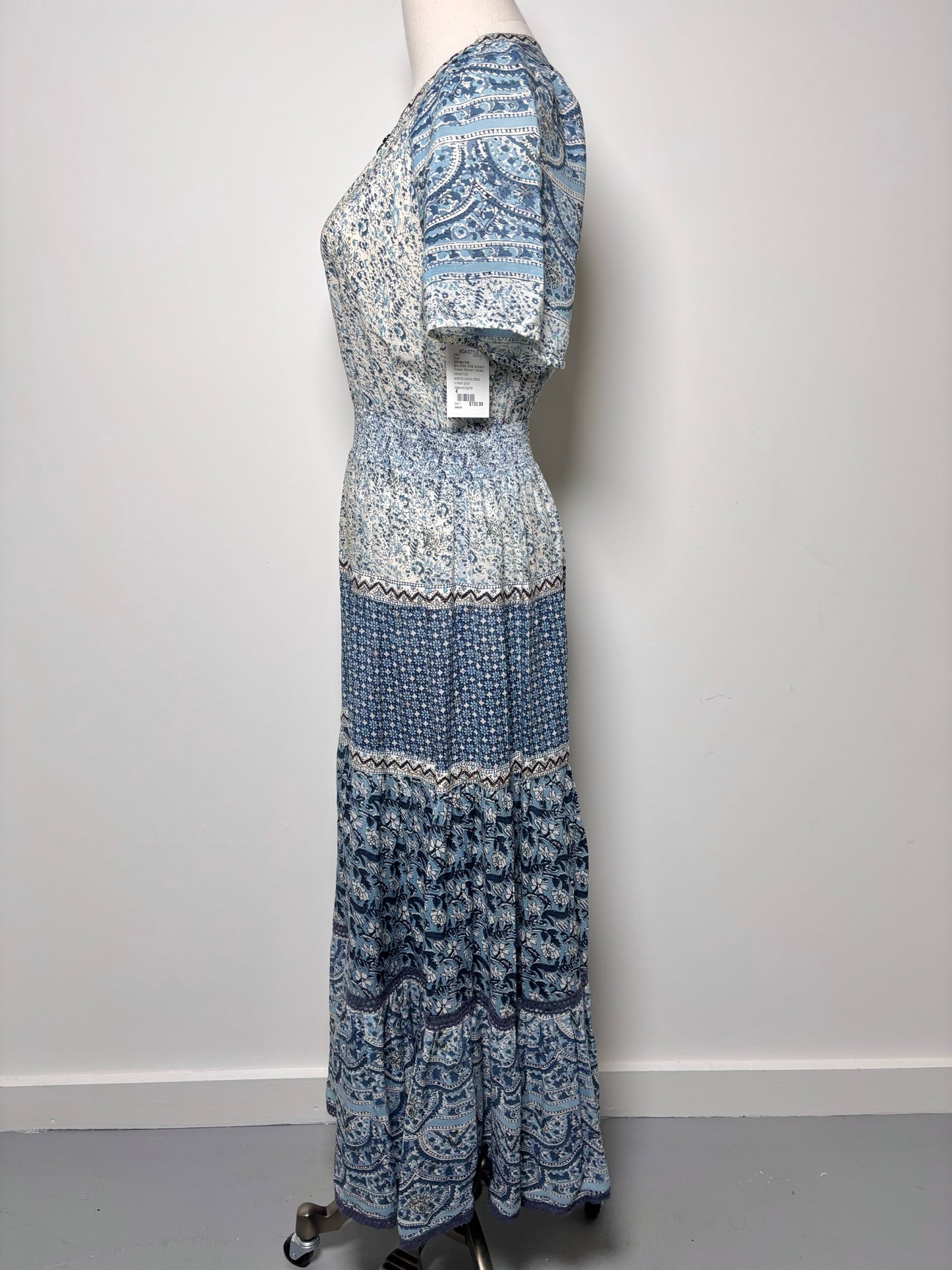 Women Size 4 SEA New York Blue, White Floral Viscose Dress