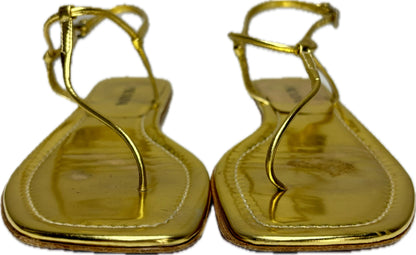 Prada Gold Leather Patent Sandals
