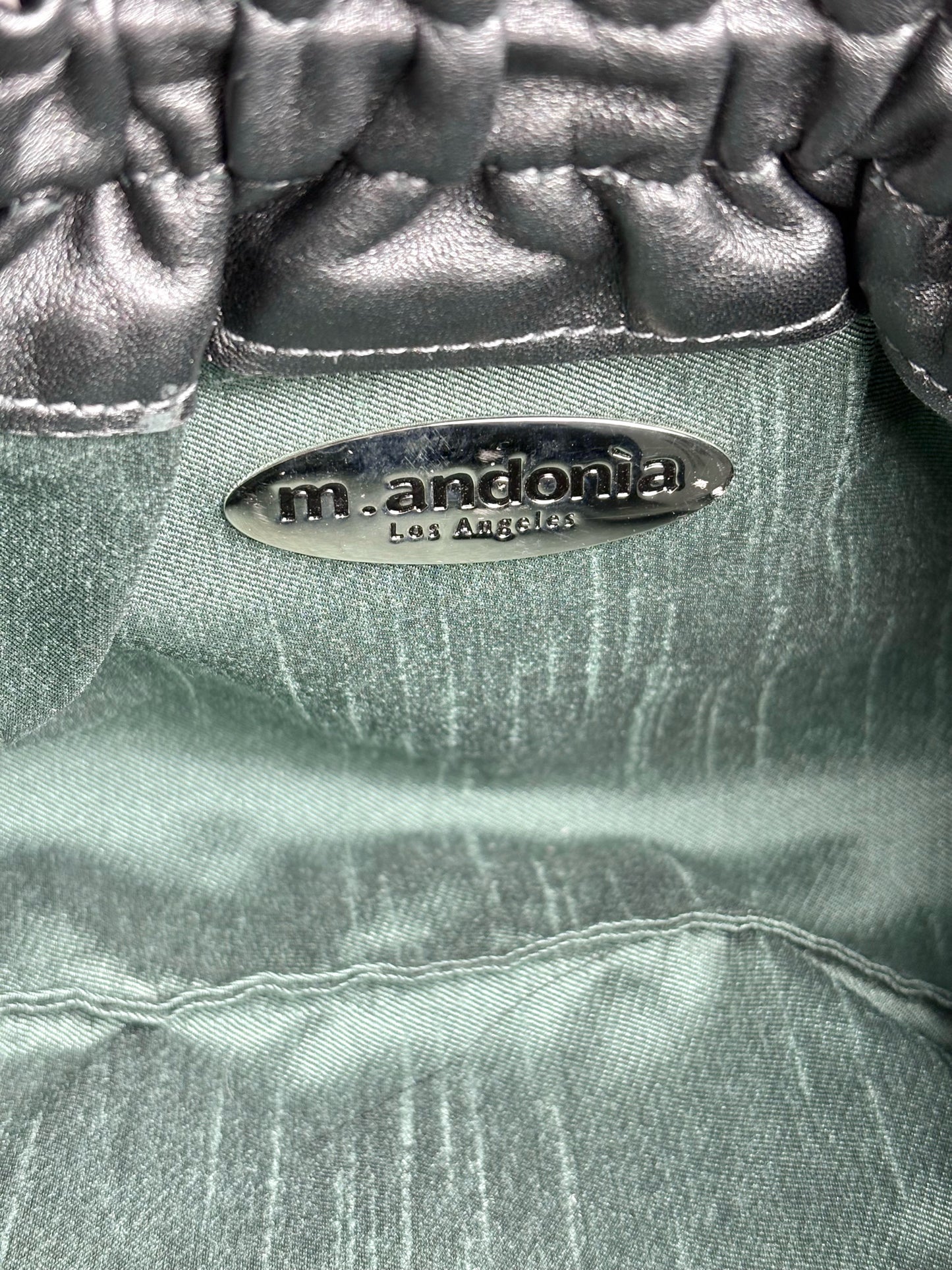 M. Andonia Solid Leather Pre-owned Charcoal Clutch/Evening Bag