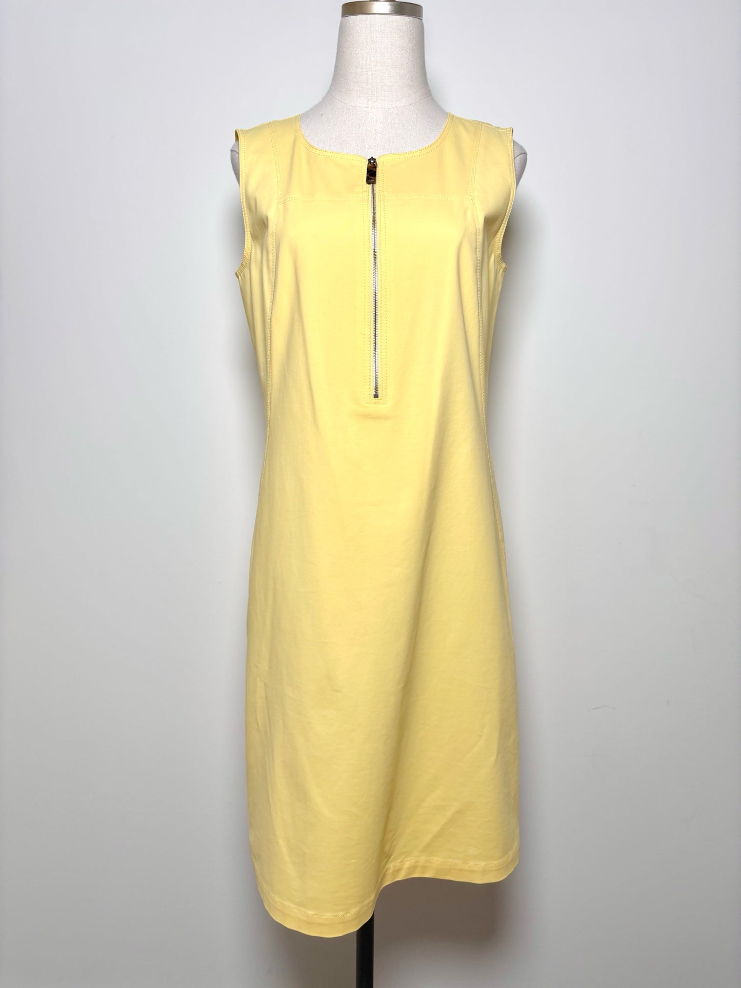 Women Size 8 Lafayette 148 Yellow Solid Cotton, Polyamide, Elastane Dress