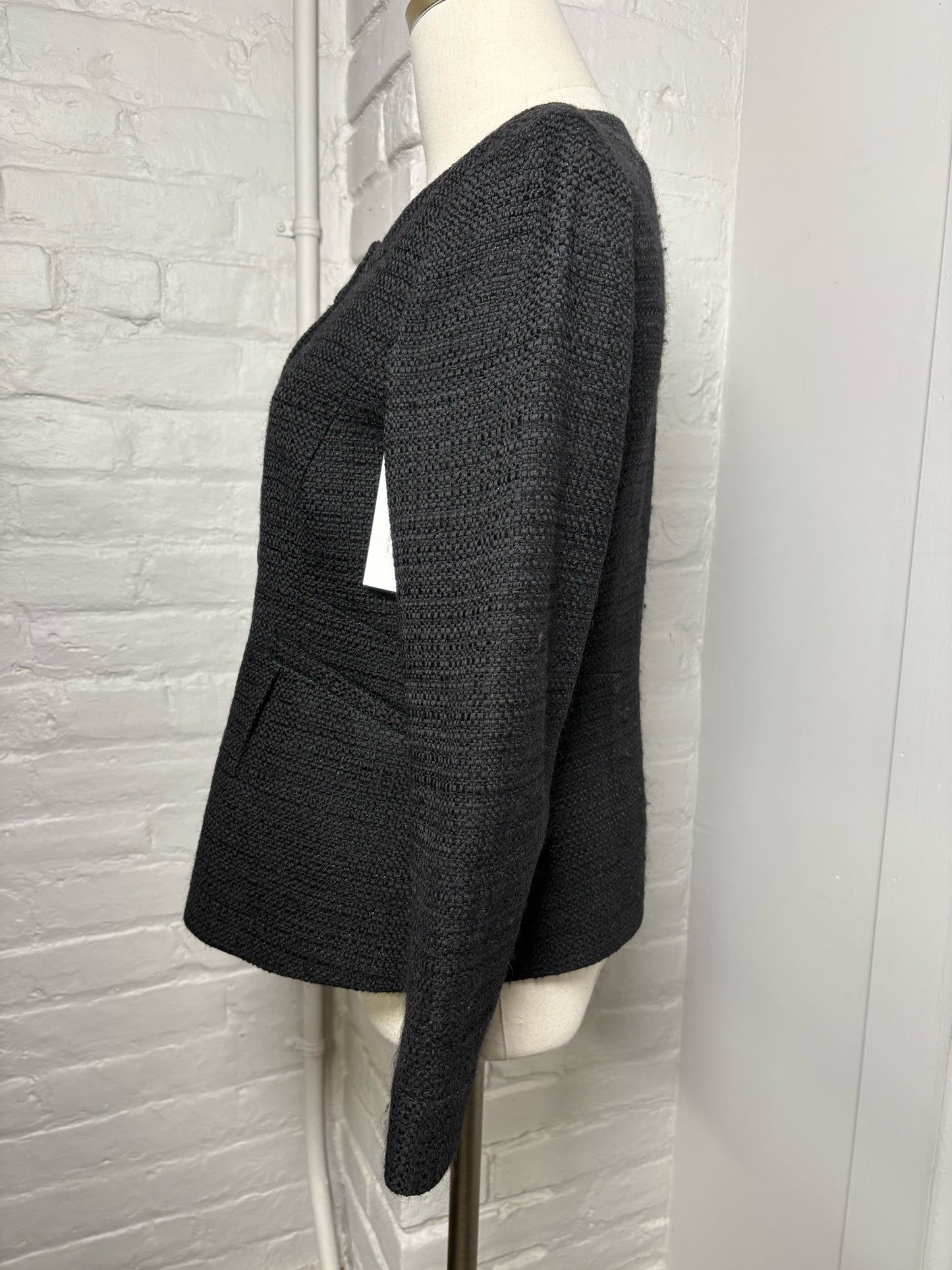 Women Size 8 Theory Black Tweed Cotton Jacket