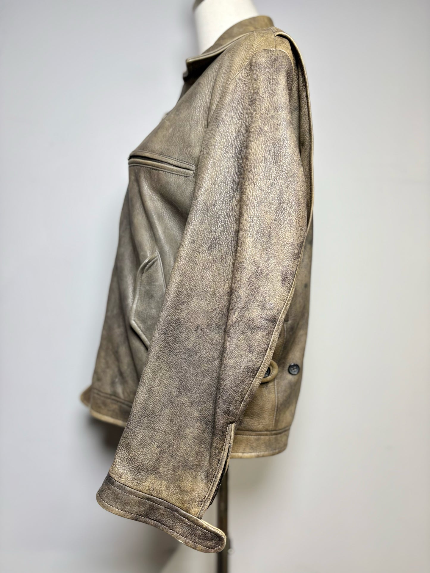 Women Size 50 (S/M Estimate) Jil Sander Brown Distressed Leather Jacket