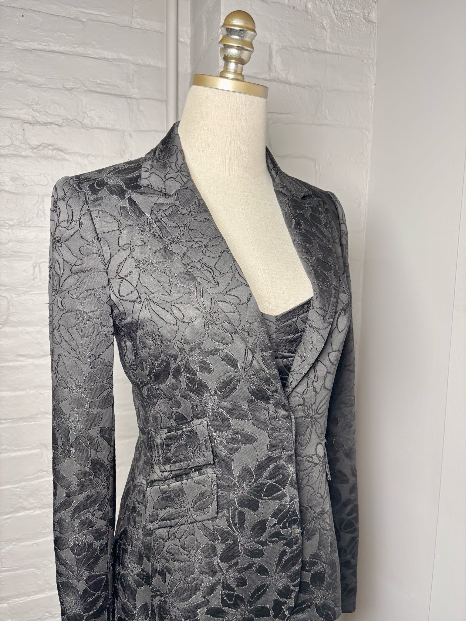 Women Size 4 Zac Posen Black Embroidered Vintage Dress