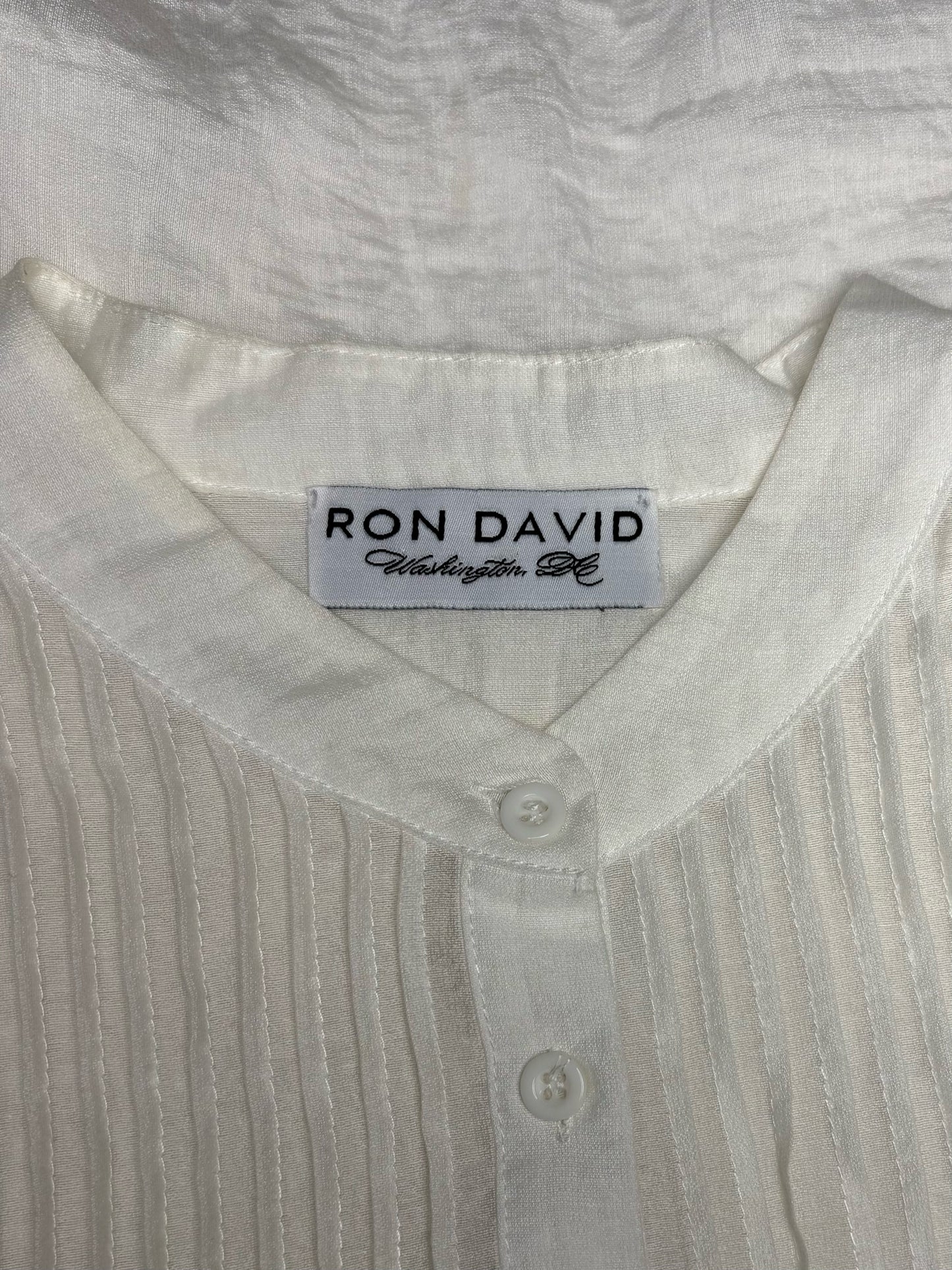 Size 2 (XS/S) Ron David White Solid Women's Pure Cotton Pre-owned Blouse