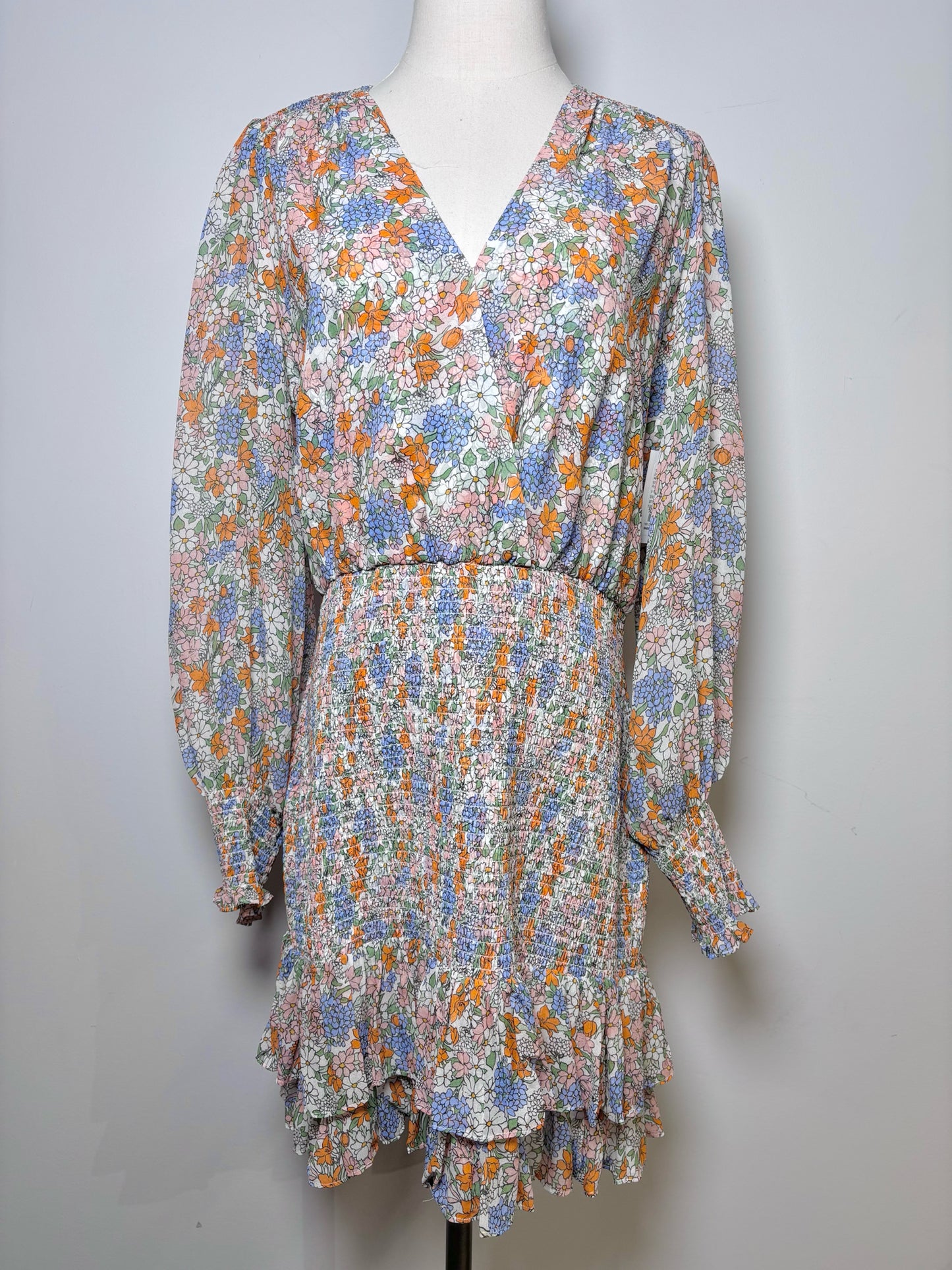 Women Size 10 Veronica Beard White, Purple, Orange, Blue Floral NWTSaera Dress
