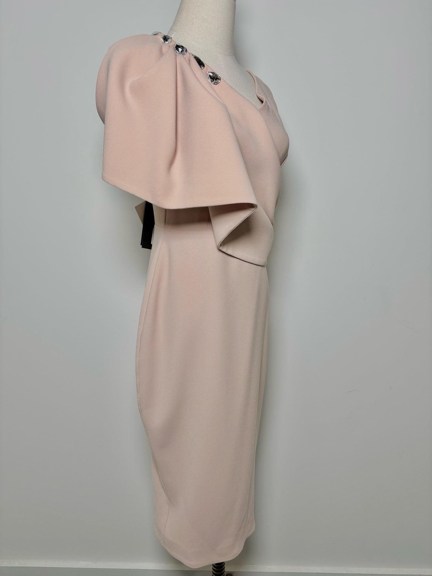 Women Size 4 Rhea Costa Dusty Pink Sheath NWT One Shoulder Dress