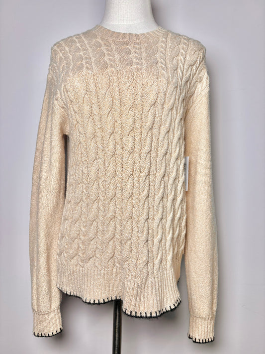 Women Size XS ATM Tan Solid Cotton Blend Cableknit NWT Sweater