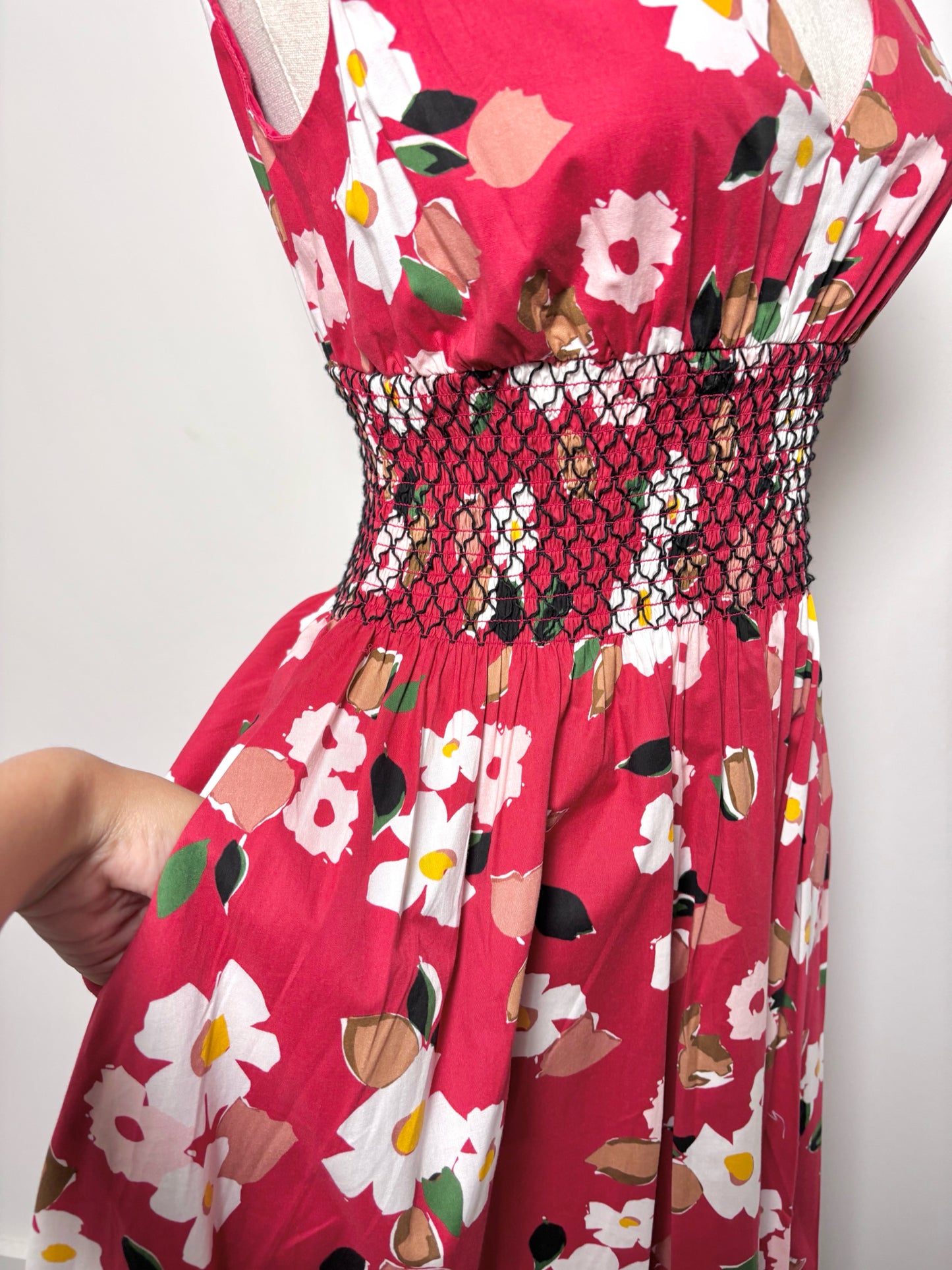 Women Size XS Kate Spade Madison Ave Red, white, black, green Floral NWT Dress