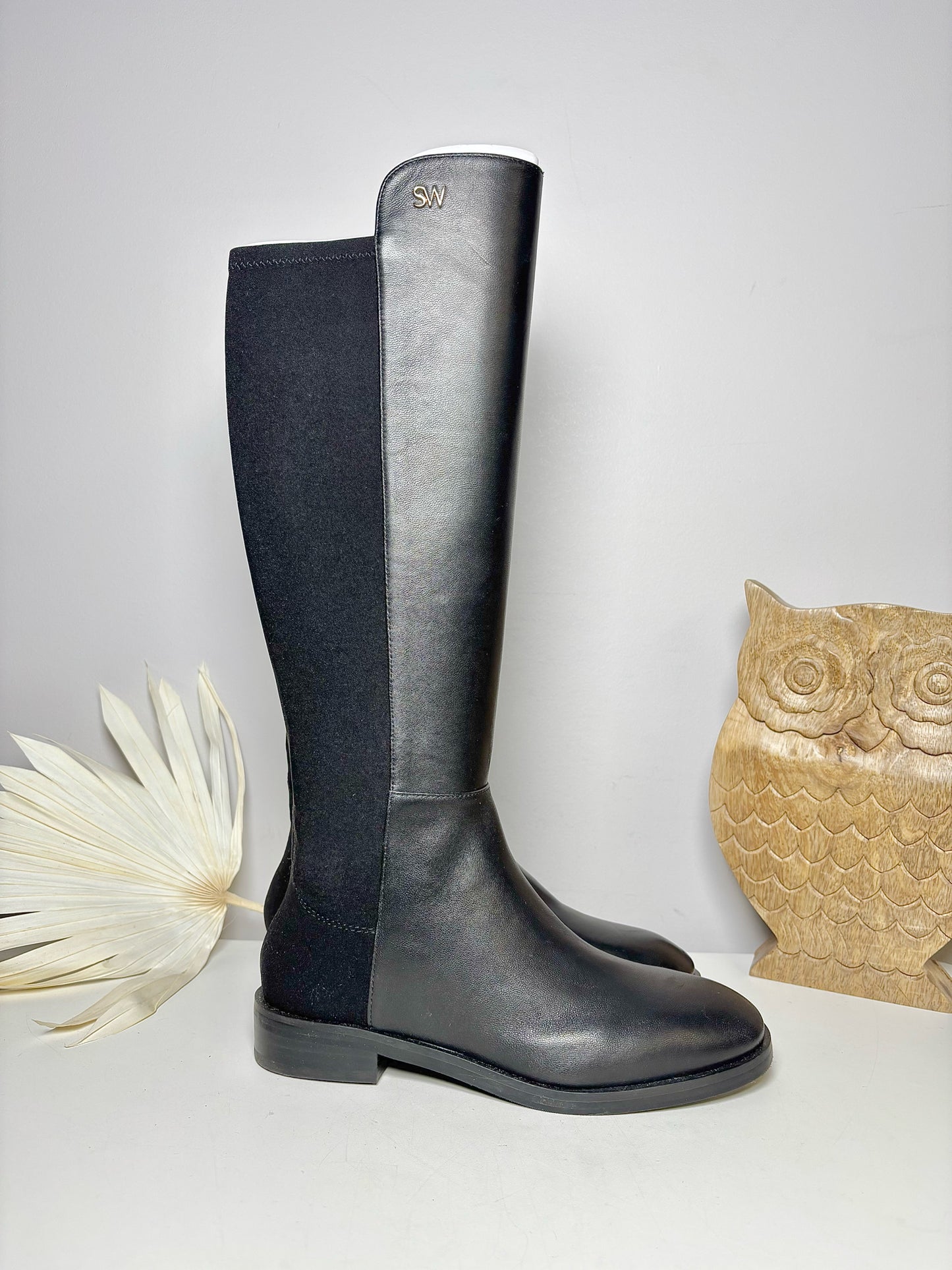 W Shoe Size 6 Stuart Weitzman Black Leather Cowhide Boots