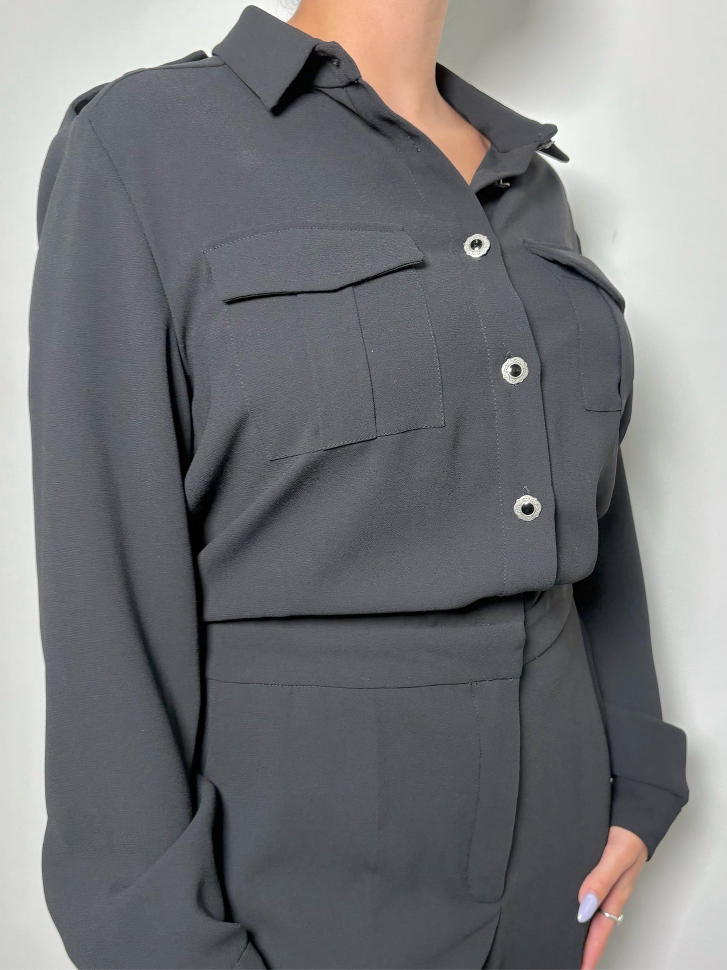 Women Size 40 The Kooples Black Solid Polyester Jumpsuit