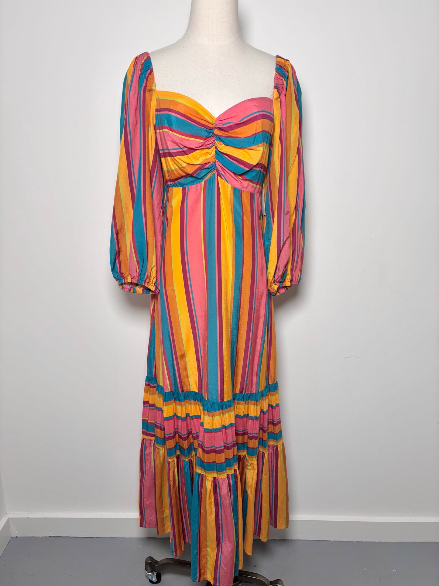 Women Size L Farm Rio x Antrhopologie Rainbow Stripe Dress