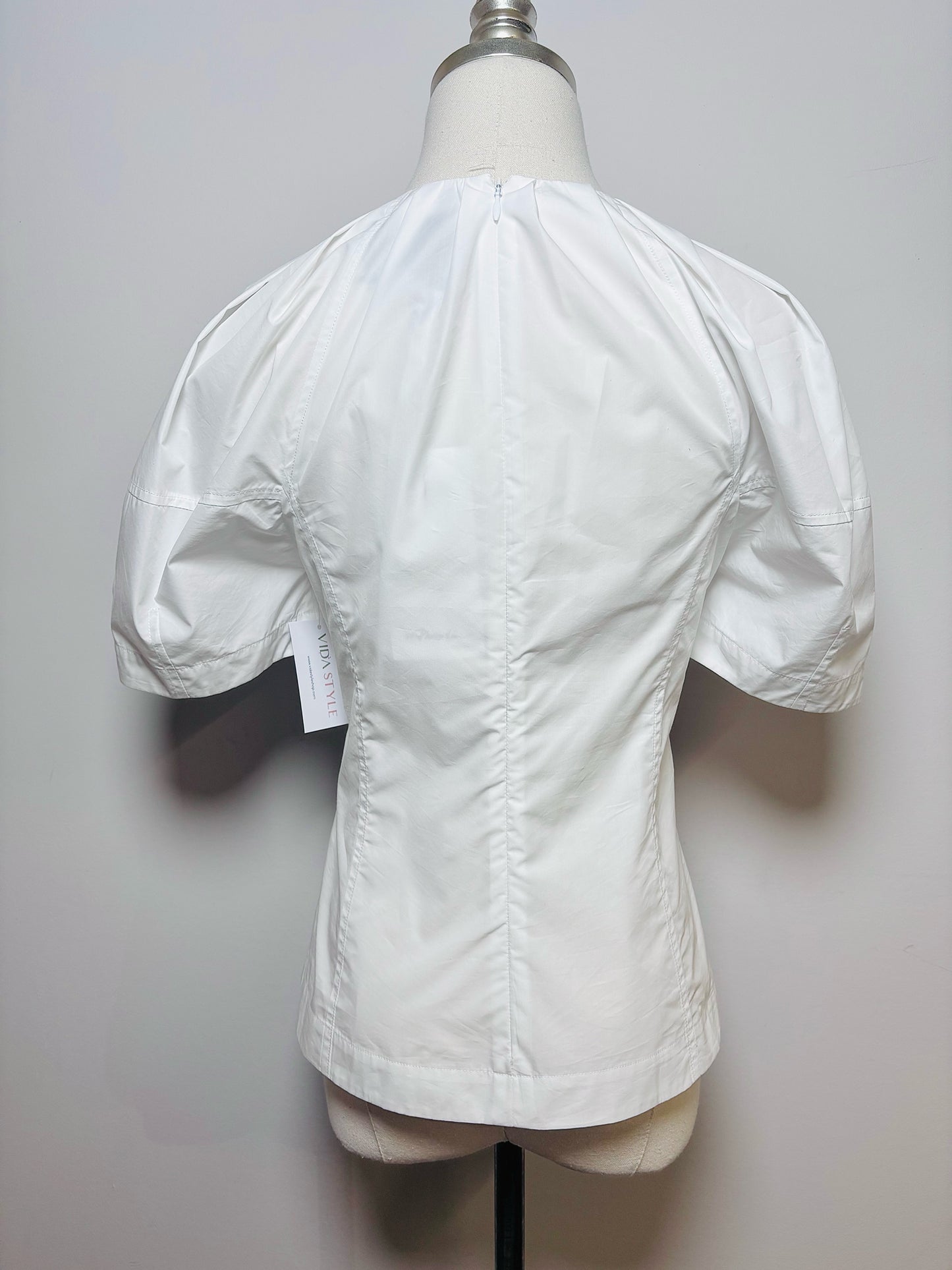 Women Size XS 3.1 Phillip Lim White Solid Cotton Bloom Sleeves NWT Top