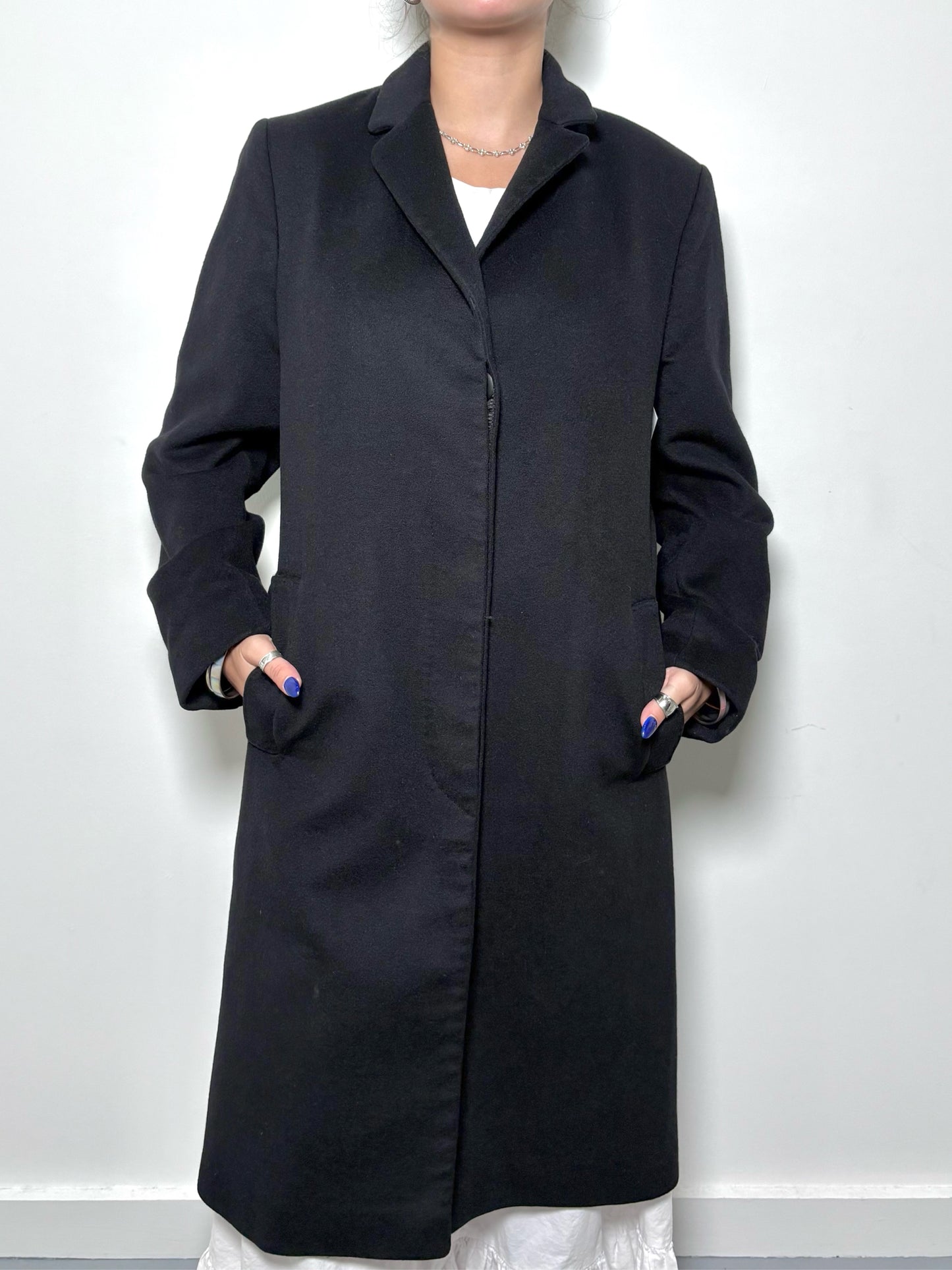 Women Size M Fleurette Black Cashmere Coat