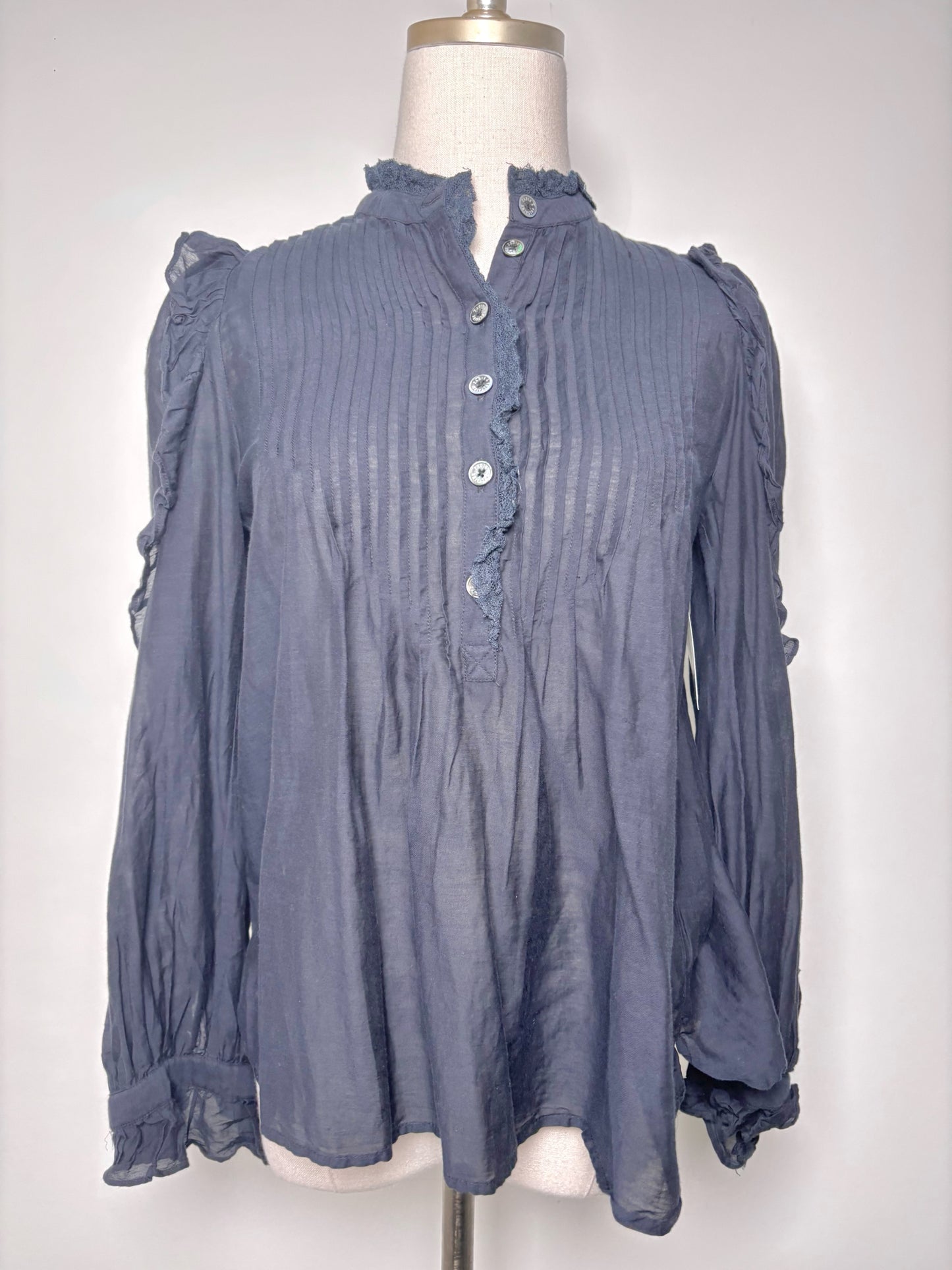 Women Size XS Zadig & Voltaire Black Solid Cotton Blend Pre-owned Blouse