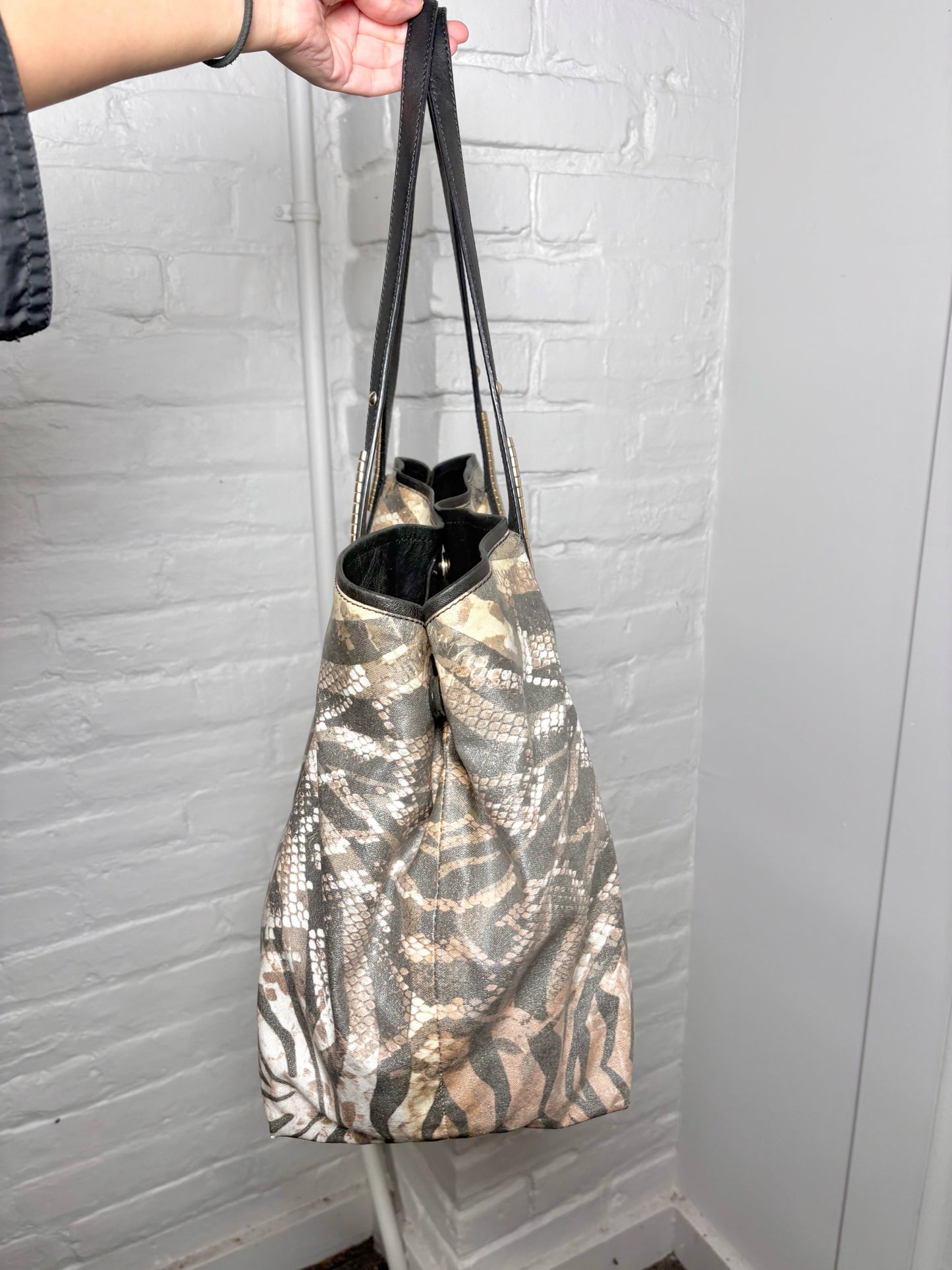 Jimmy Choo Animal Print Canvas Tote Bag