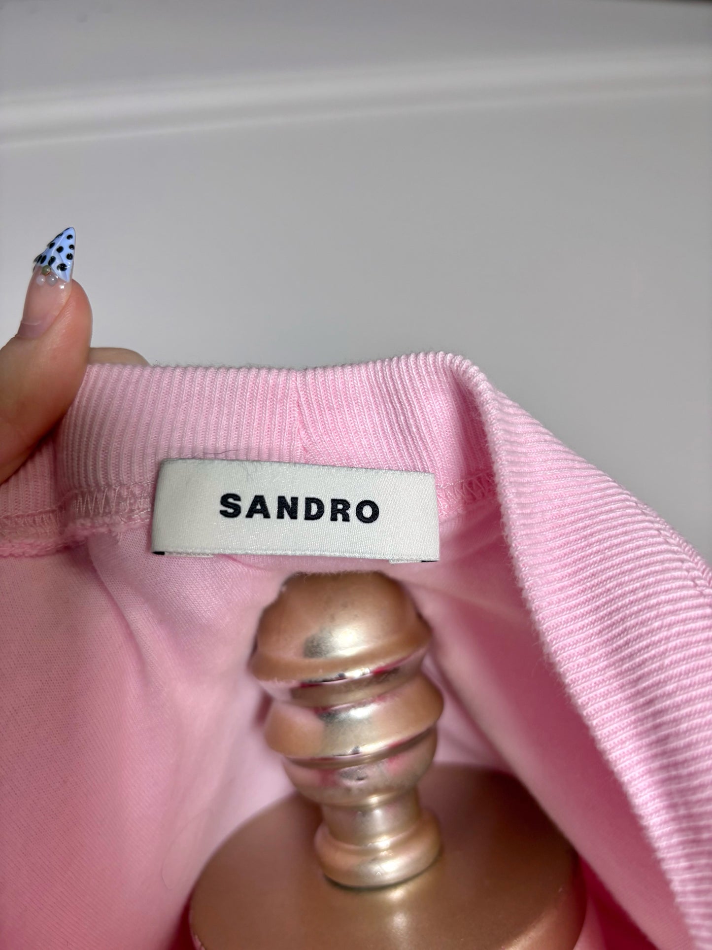 Women Size S (Estimate) Sandro Paris Bubble Gum Pink Solid Pure cotton Top