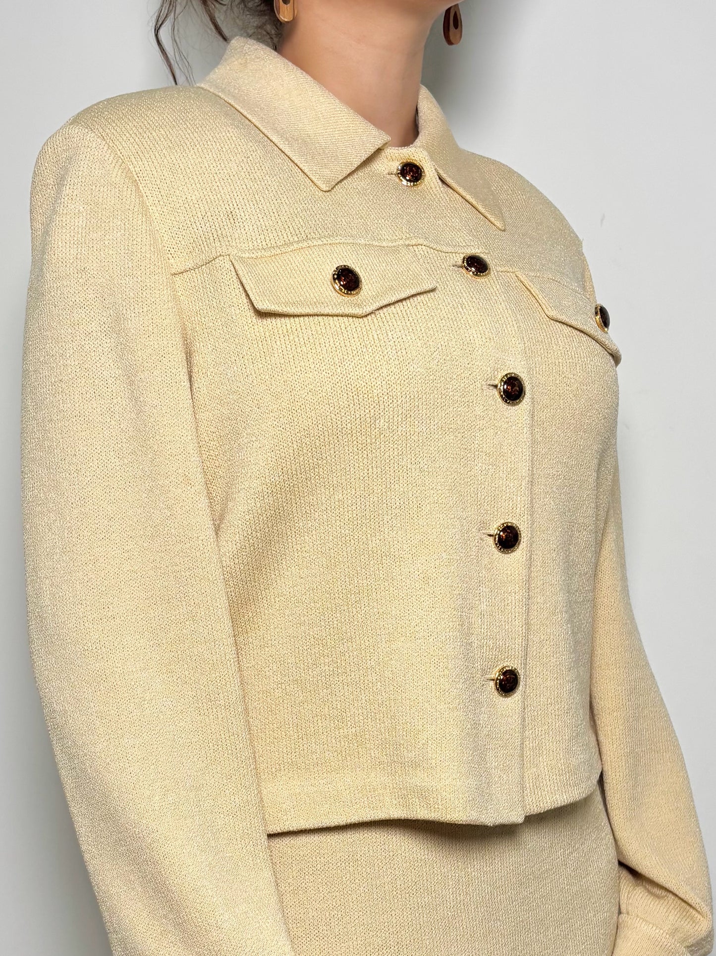 Women Size 8 St. John Yellow Solid Blazer