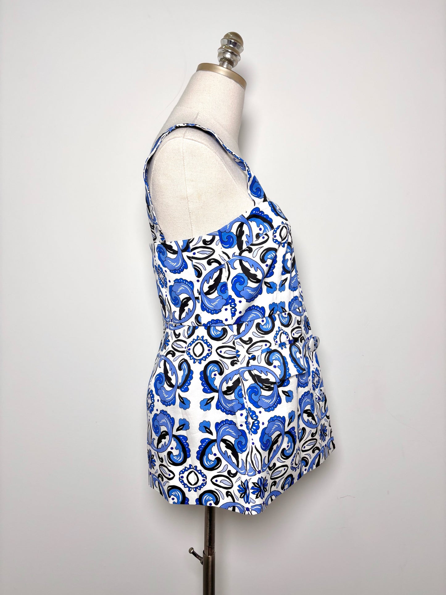 Women Size S Tuckernuck Blue, White Floral Cotton 2 Piece Set