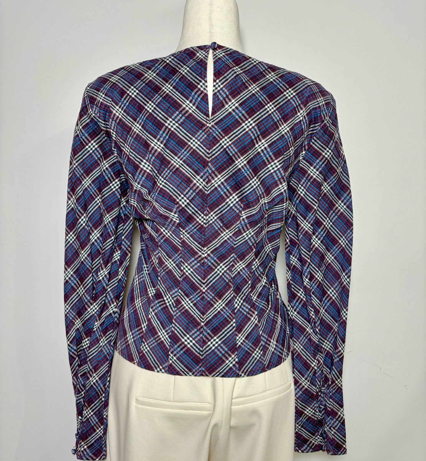 Women Size 2 Veronica Beard Multi-Color Print Cotton LS Top