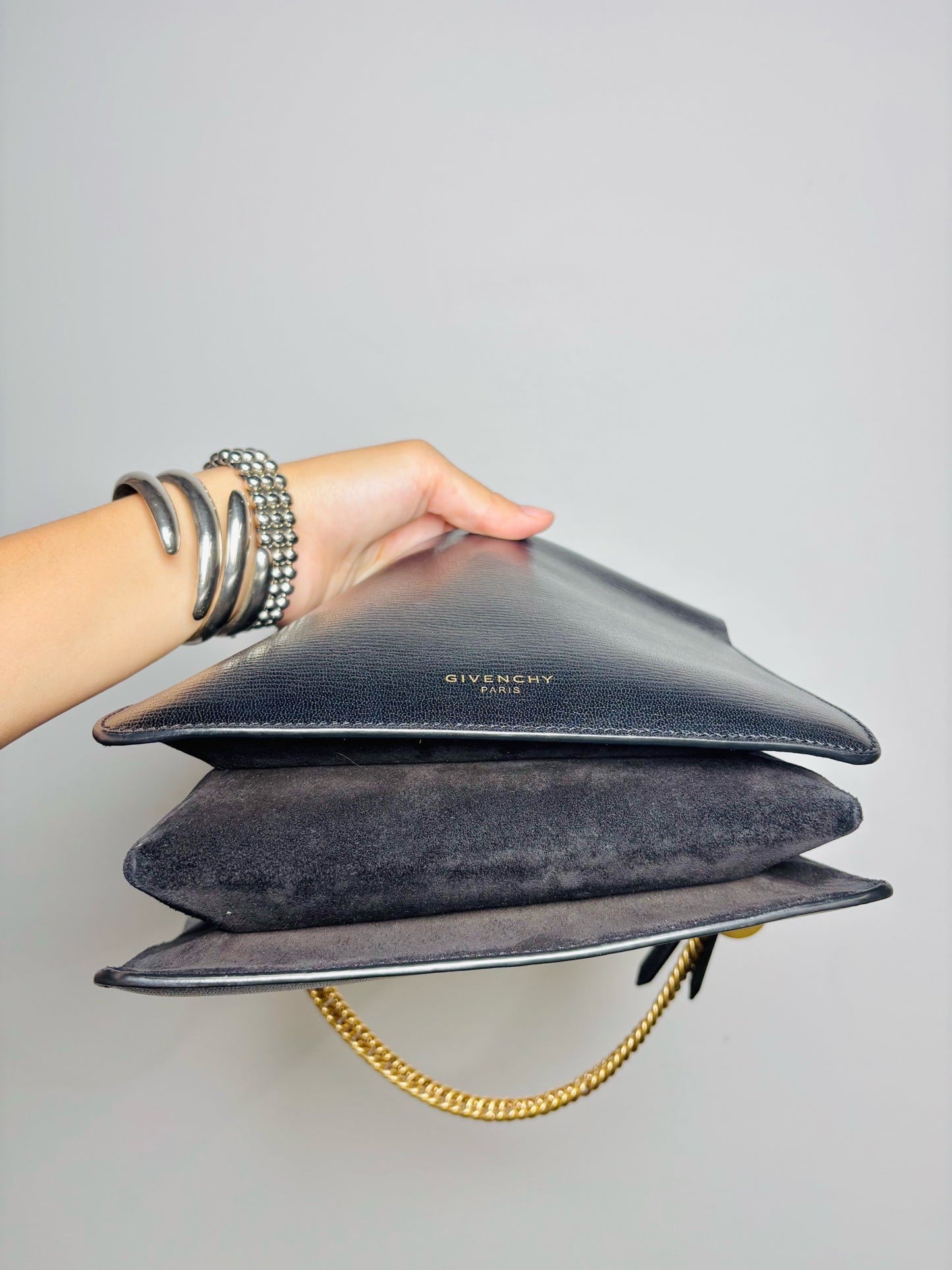 Givenchy Solid Leather Black Goatskin 3 Crossbody Purse