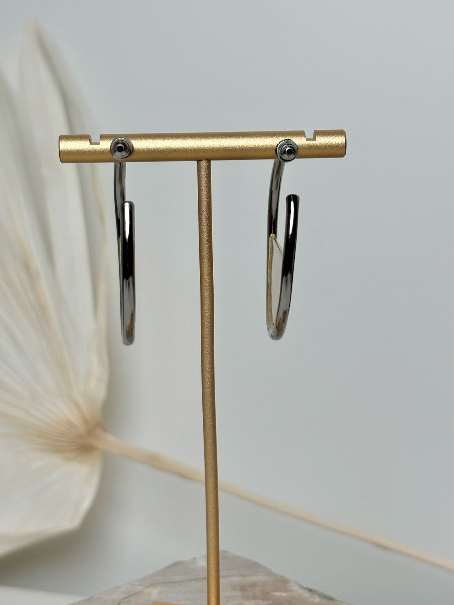 St. John Matte Gold Hoops Silver Tone Earrings