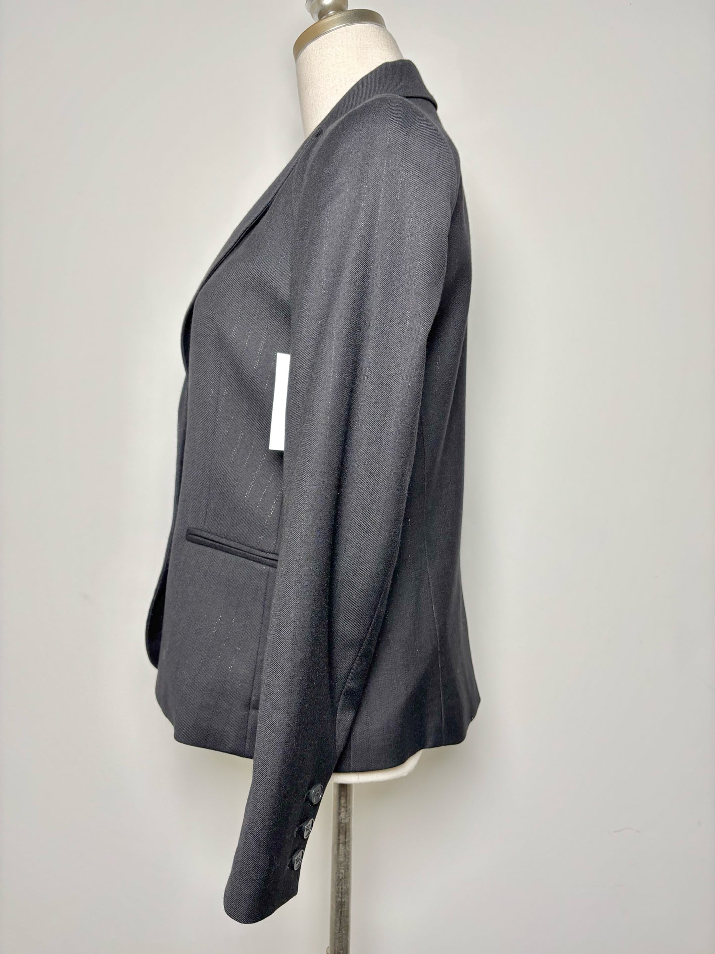 Women Size 6 Theory Black Pinstriped, Seersucker Blazer