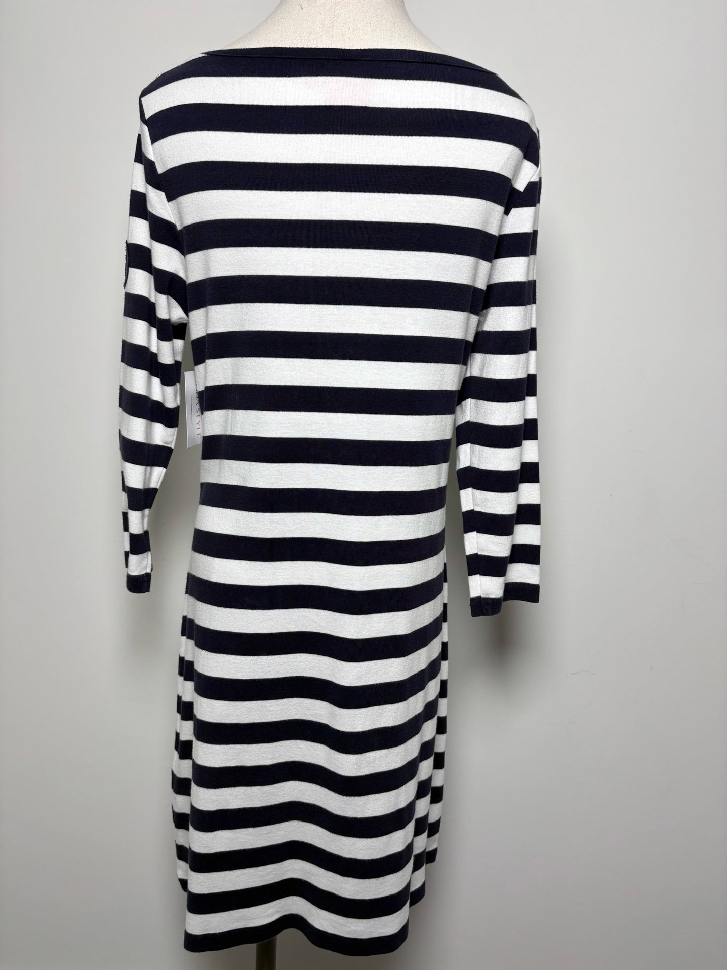 Women Size M Tory Burch Navy & White Stripe Cotton Dress