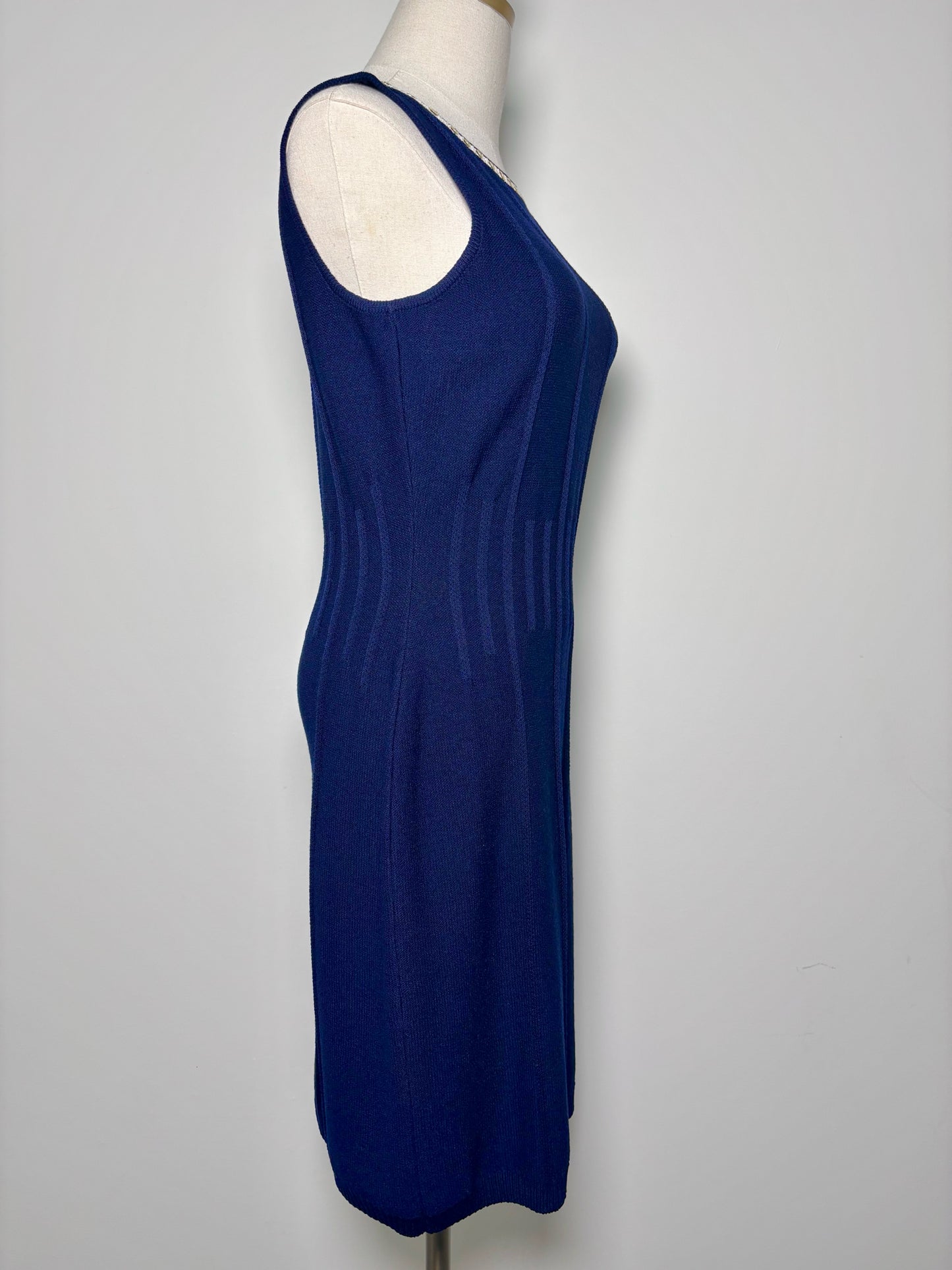 Women Size 2 St. John Sport Blue Solid Wool Dress