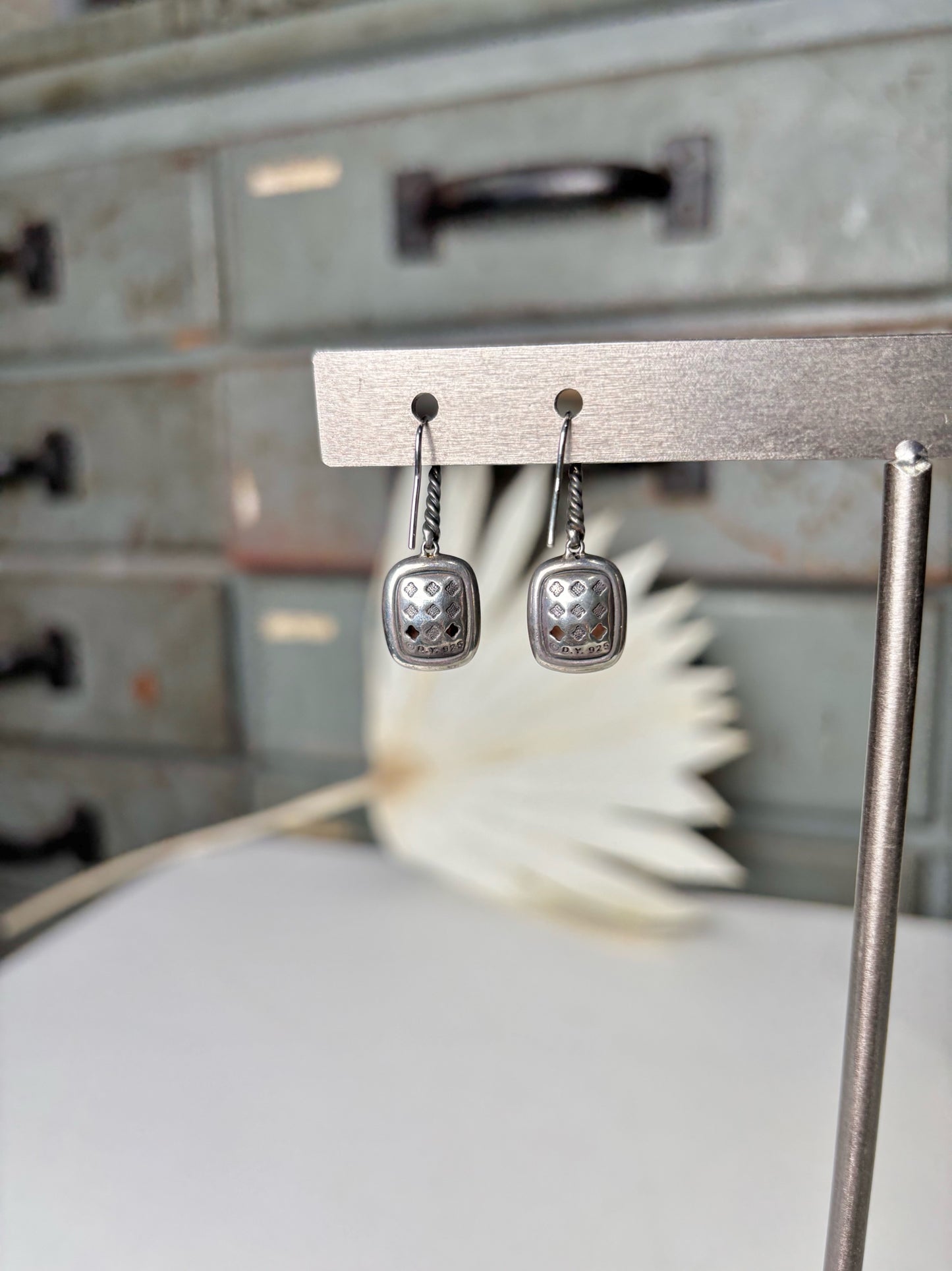 David Yurman Mother of Pearl, Pave' Diamonds Sterling Silver Earrings
