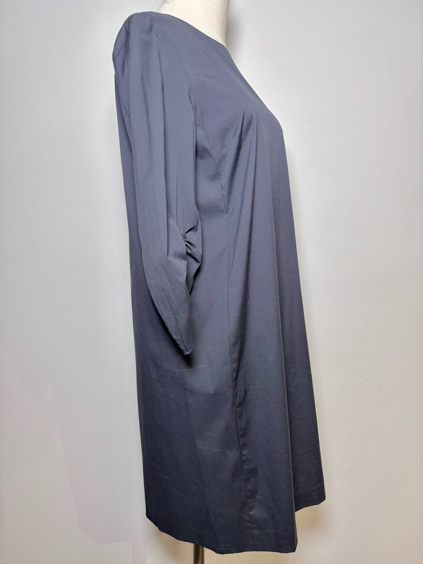 Women Size 2 Lafayette 148 Blue Solid Cotton Shift 3/4 Sleeves Dress