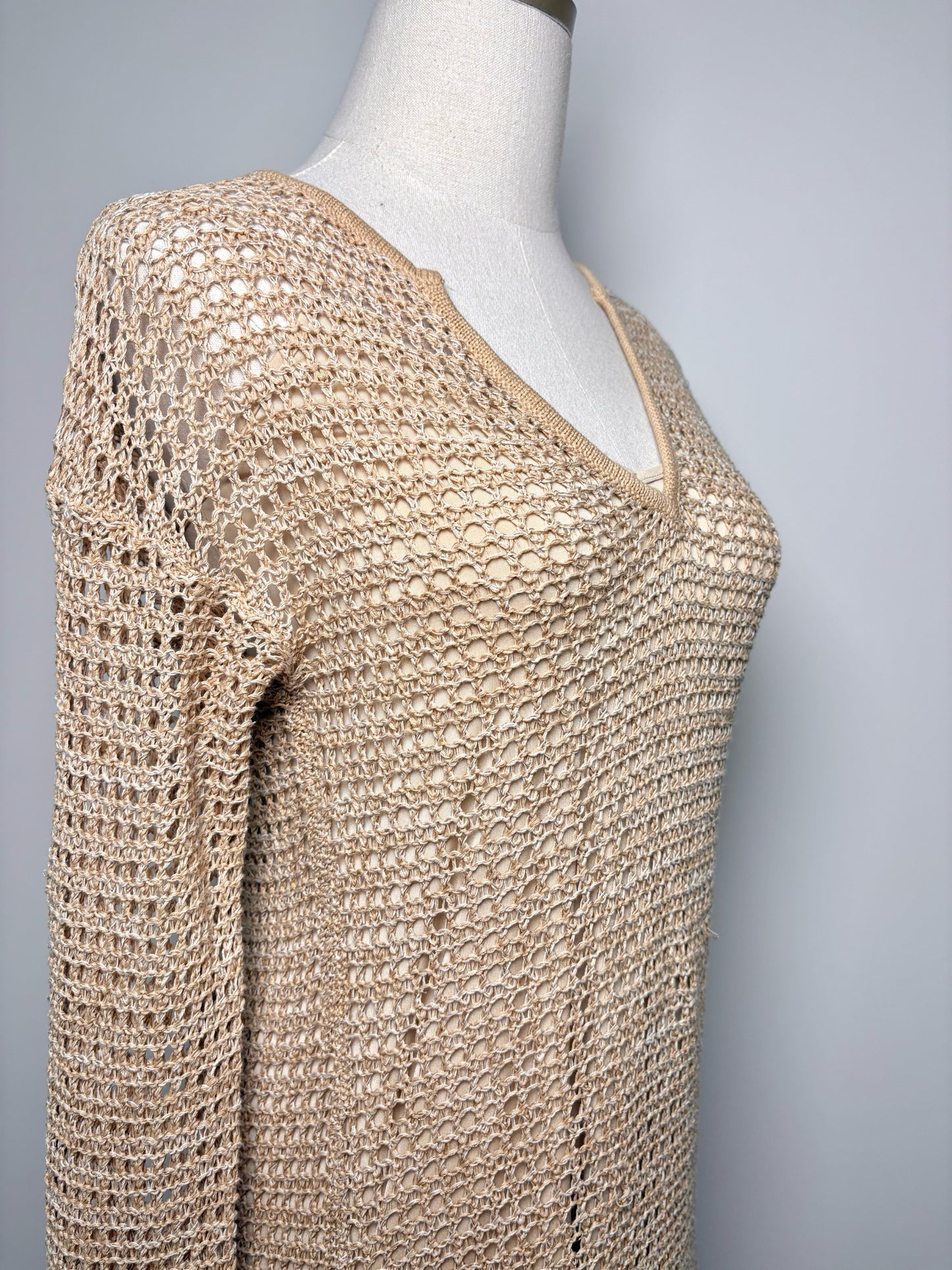 Women Size S Trina Turk Khaki Knitted Cotton, Linen, Viscose Dress