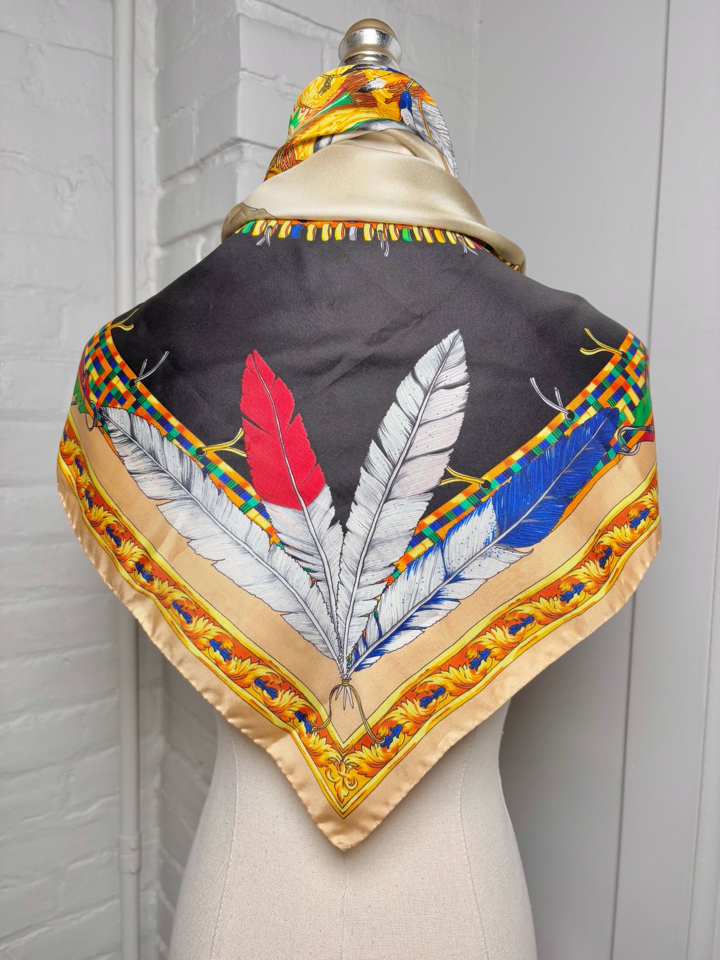 Versace Print Silk 100% Silk Vintage 1980s 34 x 34 Scarf