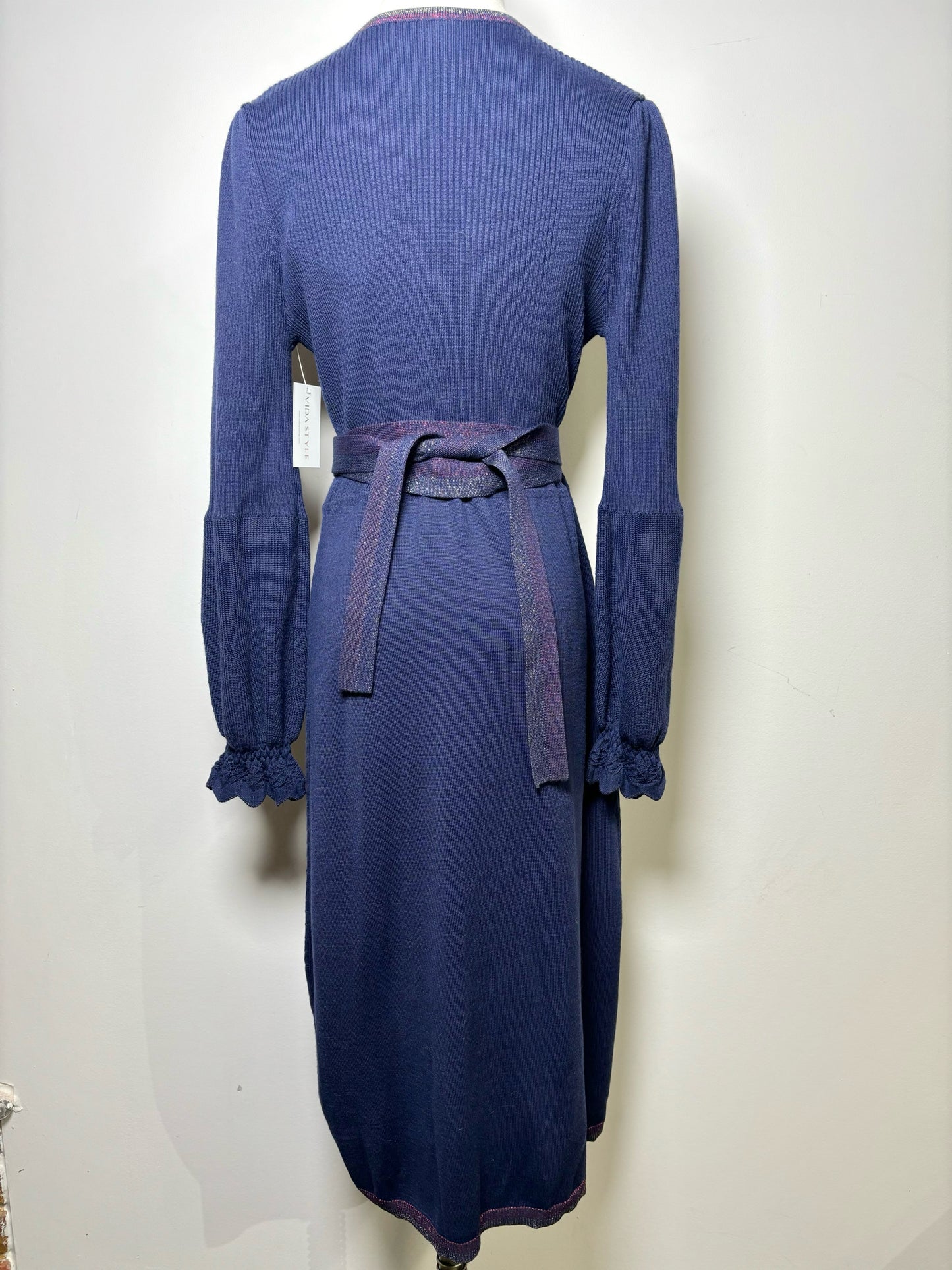 Women Size M Diane Von Furstenberg Purple Solid Wool Wrap Dress