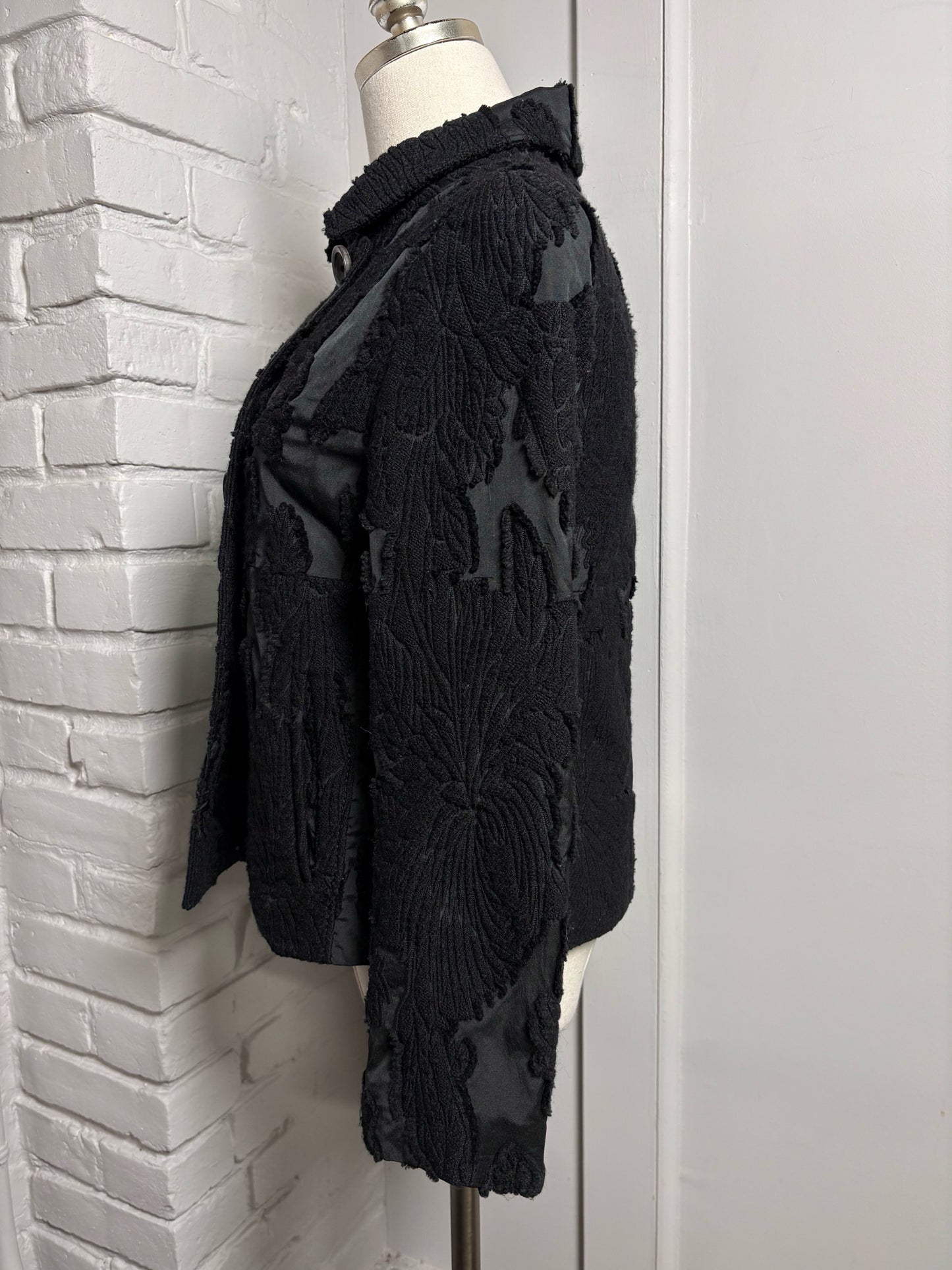 Women Size S Piazza Sempione Black Jacquard Cotton Blend Jacket