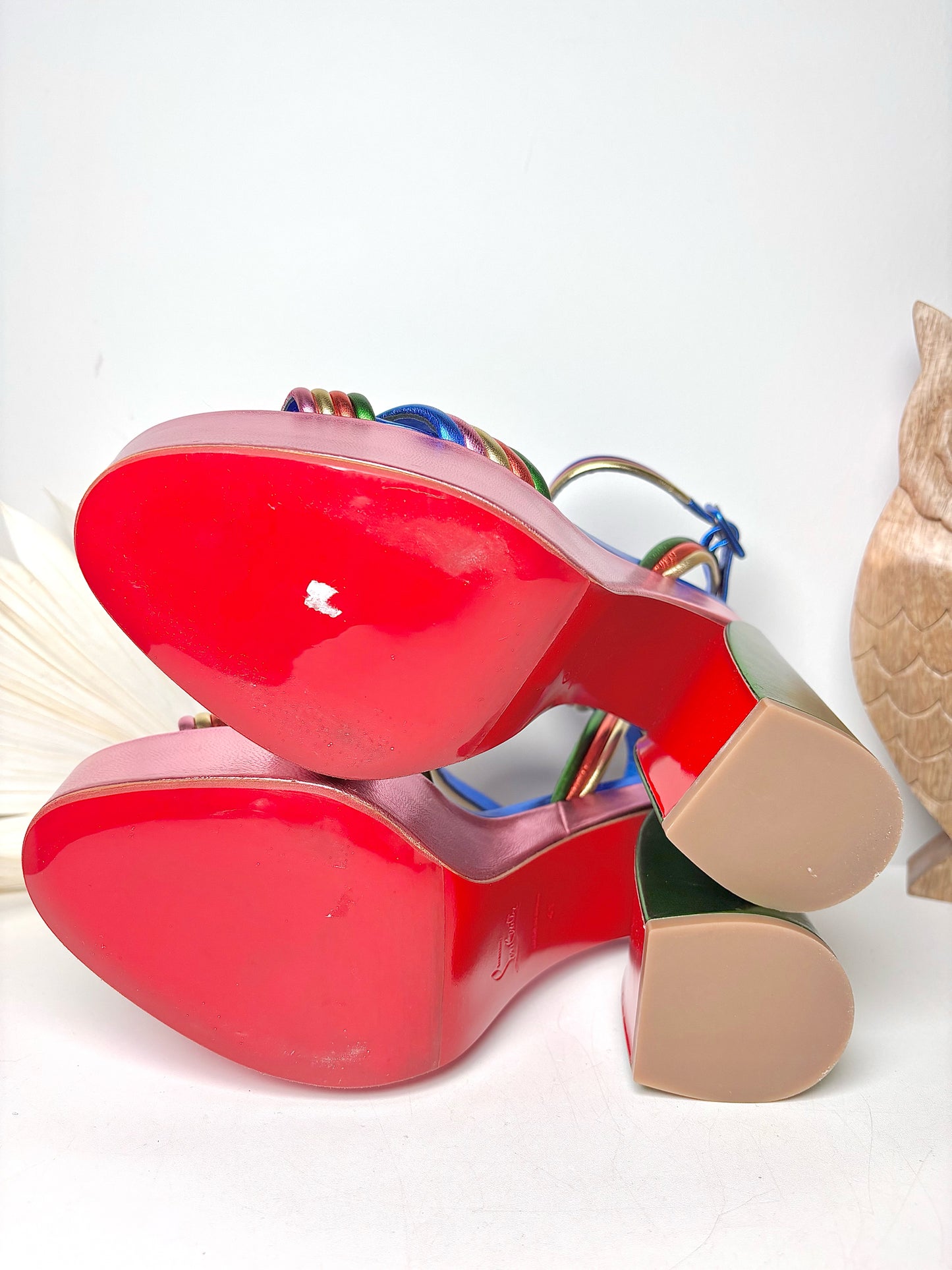 W Shoe Size 41 Christian Louboutin Rainbow Leather NWOT Heels