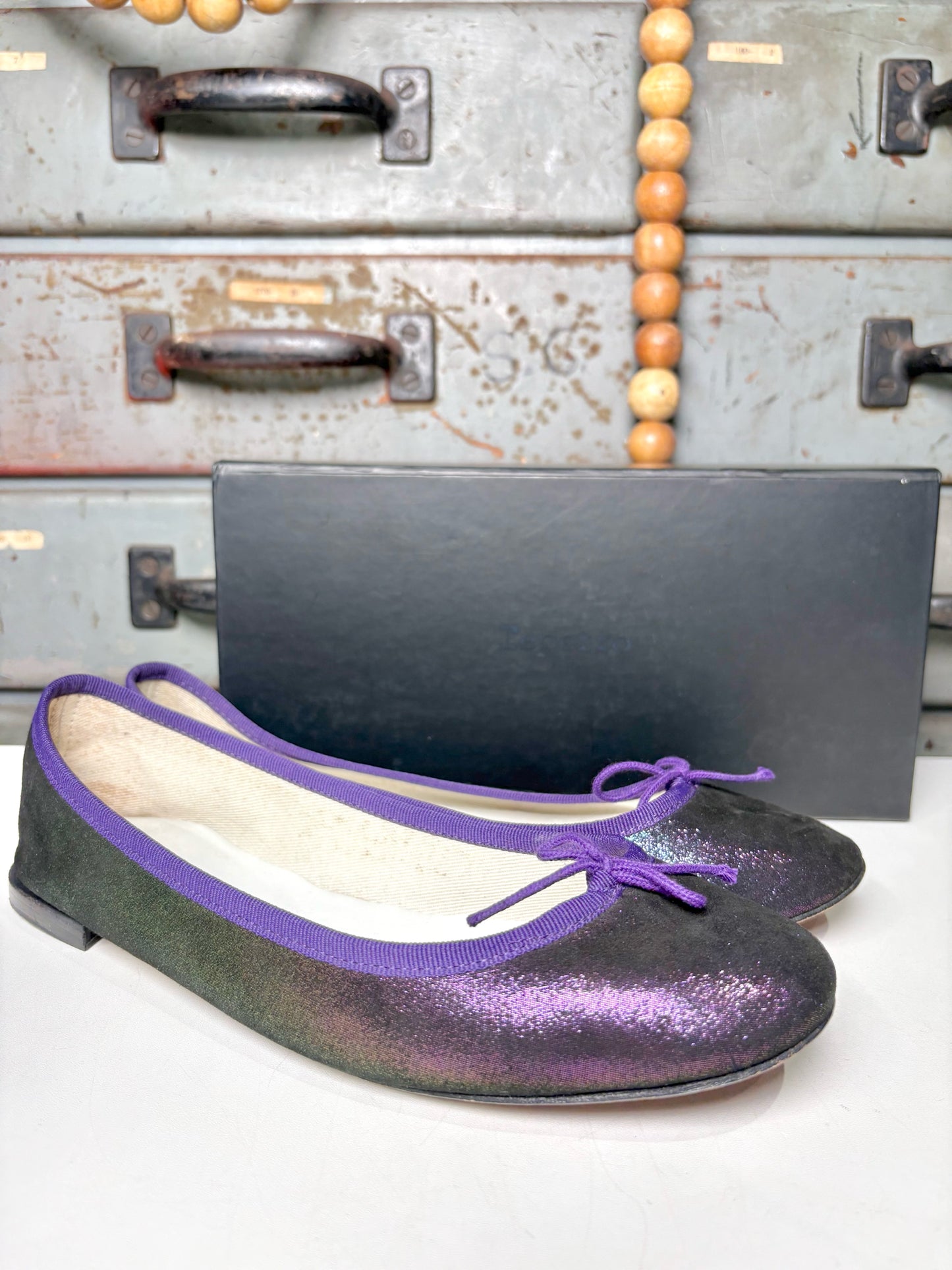 W Shoe Size 41 (10 - 10.5) Repetto Purple Leather Goatskin Flats