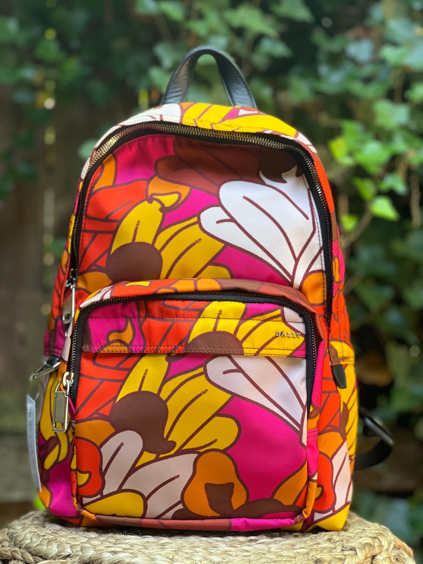 Bally Wolfson Botanical Neon Nylon Backpack