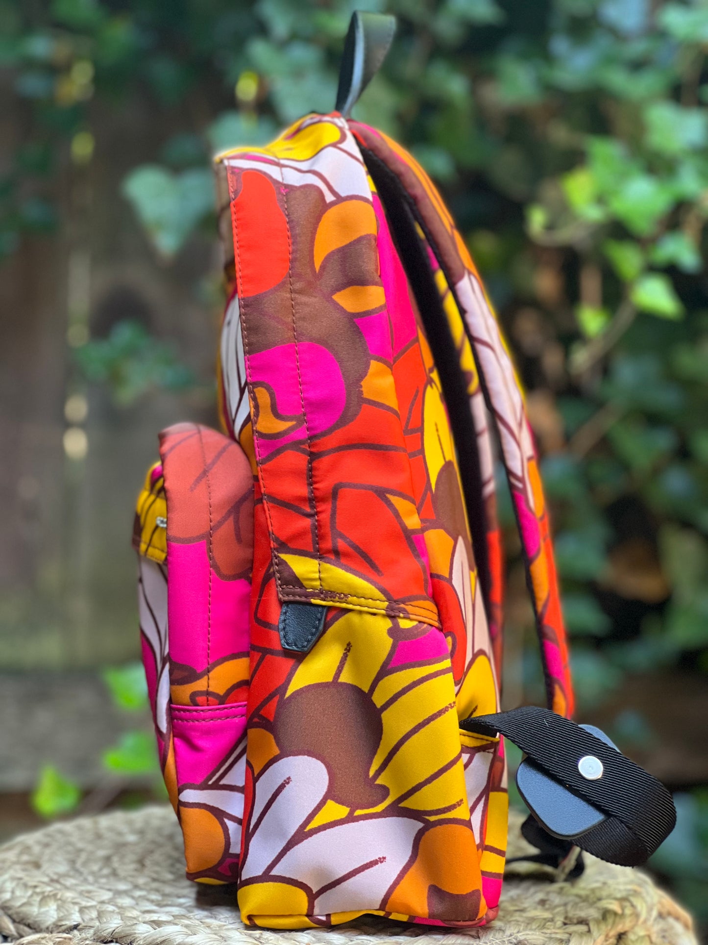 Bally Wolfson Botanical Neon Nylon Backpack