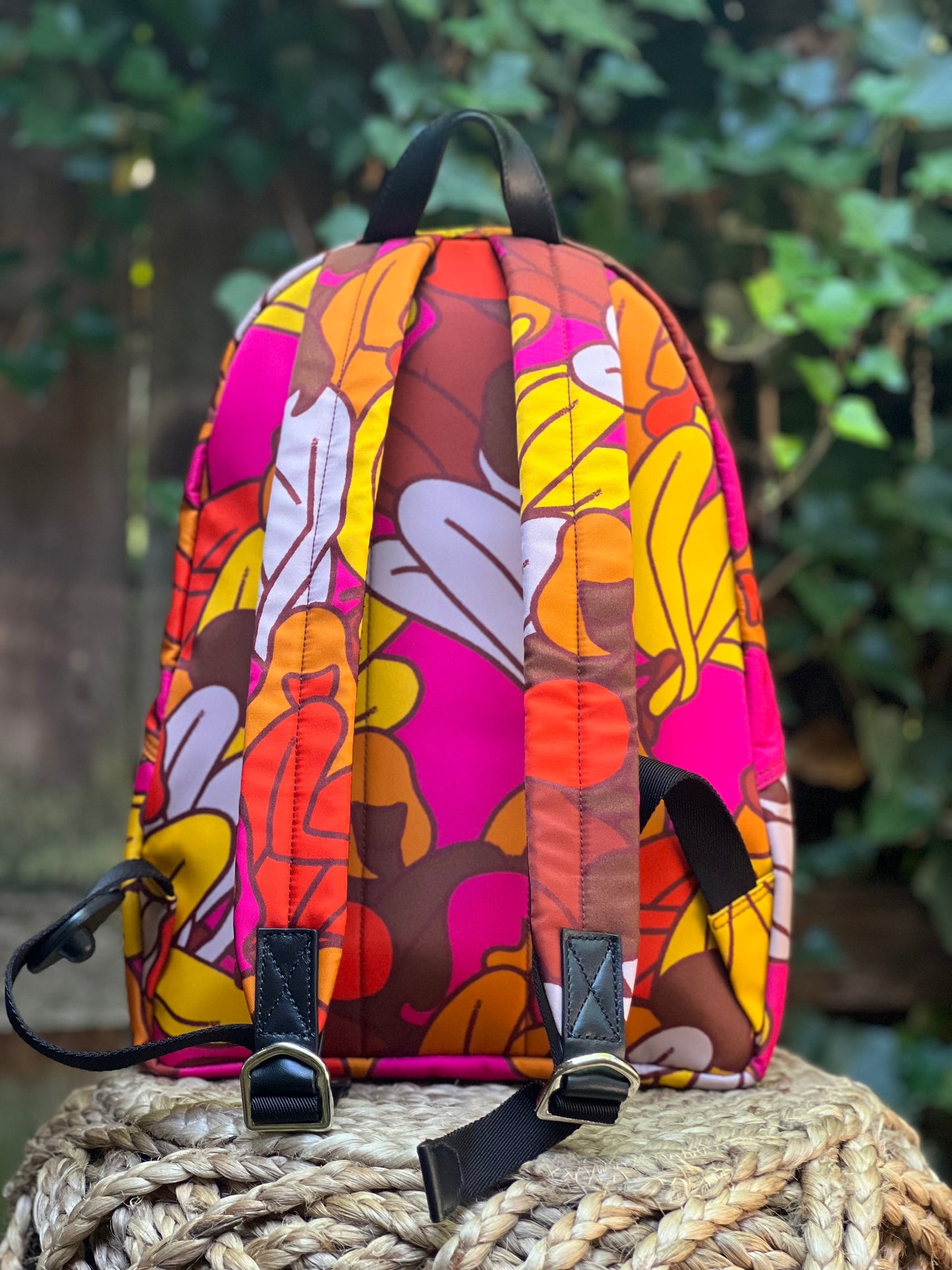 Bally Wolfson Botanical Neon Nylon Backpack