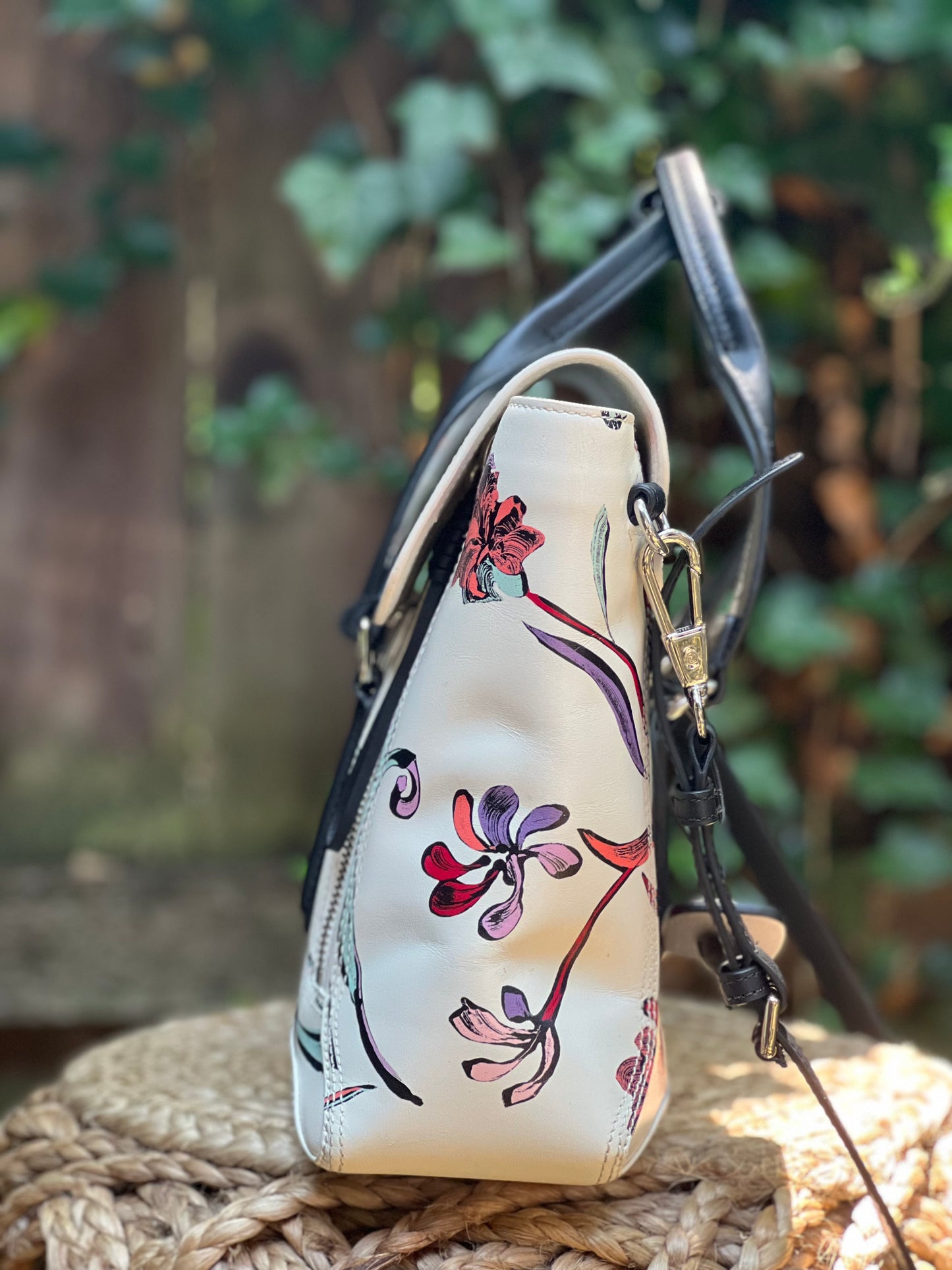 3.1 Phillip Lim Leather White Floral Print Mini Pashli Satchel