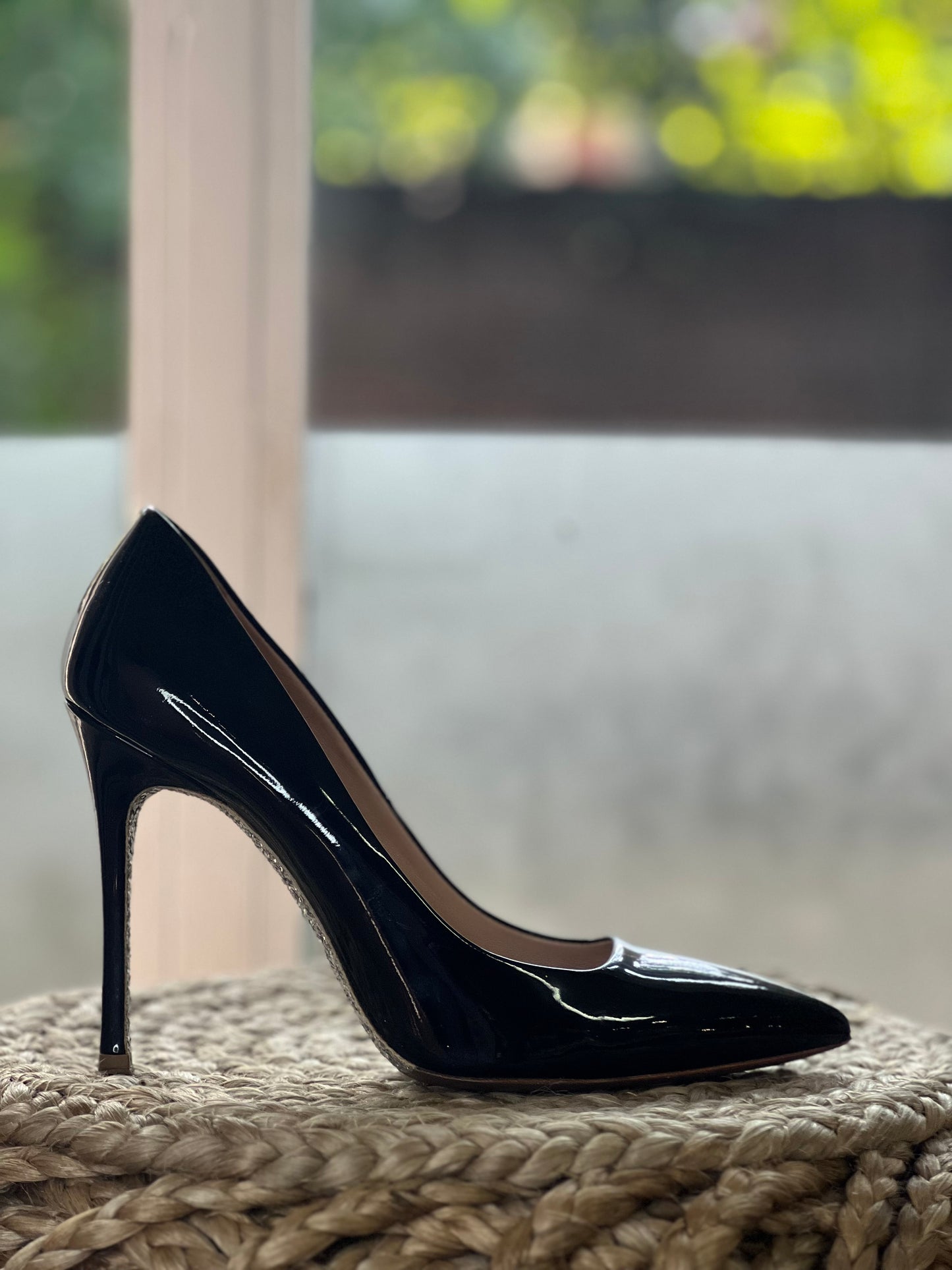 Miu Miu Black Patent Glitter Sole Shoes Size 8
