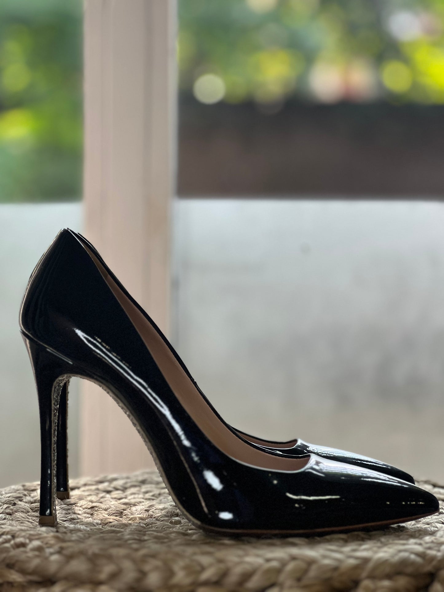 Miu Miu Black Patent Glitter Sole Shoes Size 8